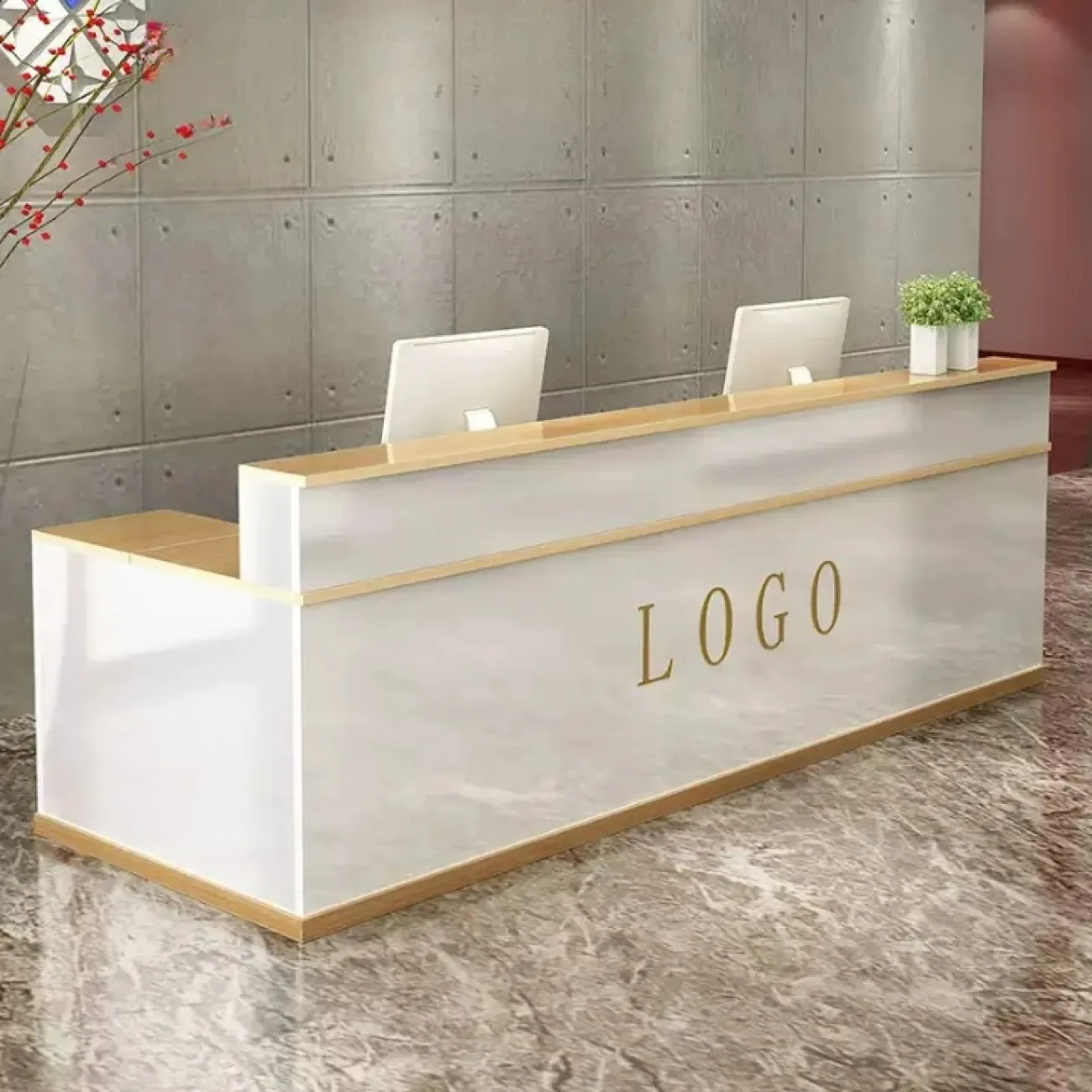 Угловая стойка ресепшен Jinyue с подсветкой RS40138-32