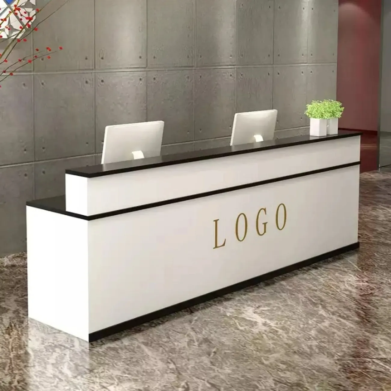 Угловая стойка ресепшен Jinyue с подсветкой RS40138-32