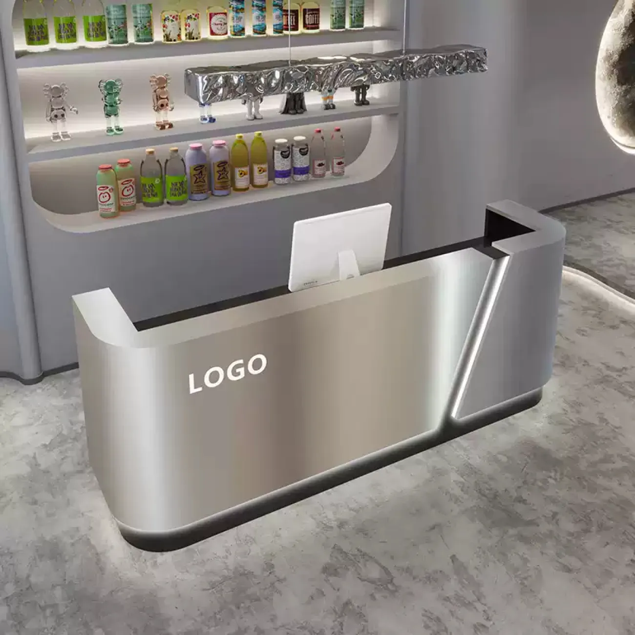 Роскошная стойка ресепшен Xingchen с подсветкой из нержавеющей стали RS40140-32