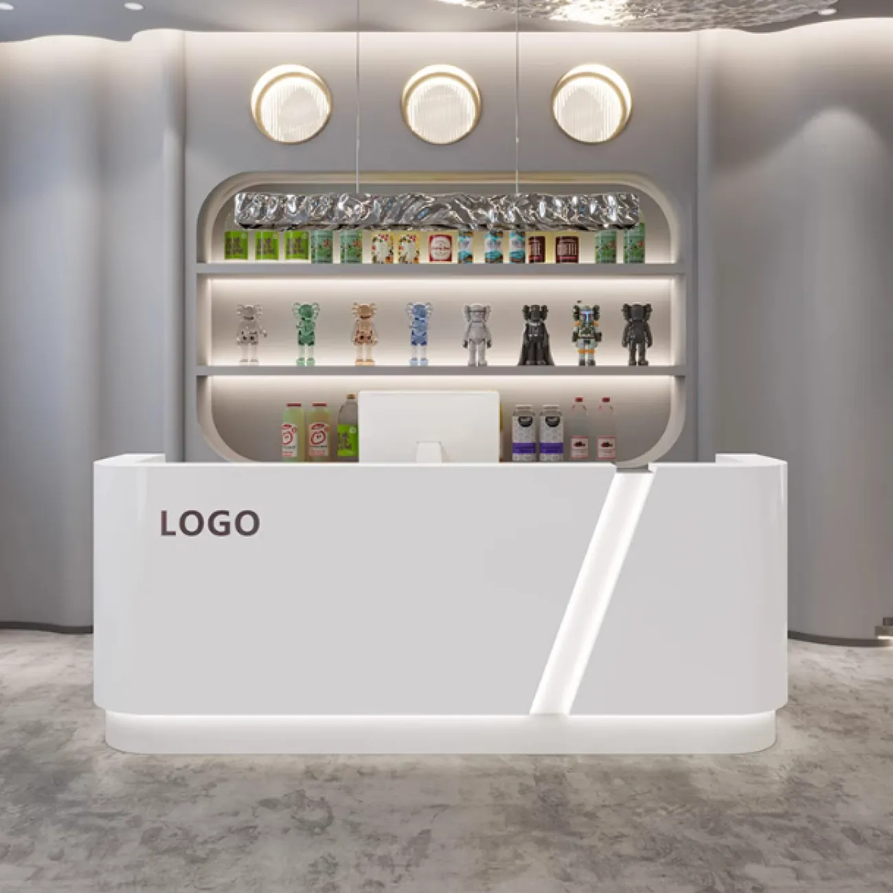 Роскошная стойка ресепшен Xingchen с подсветкой из ДСП RS40141-32