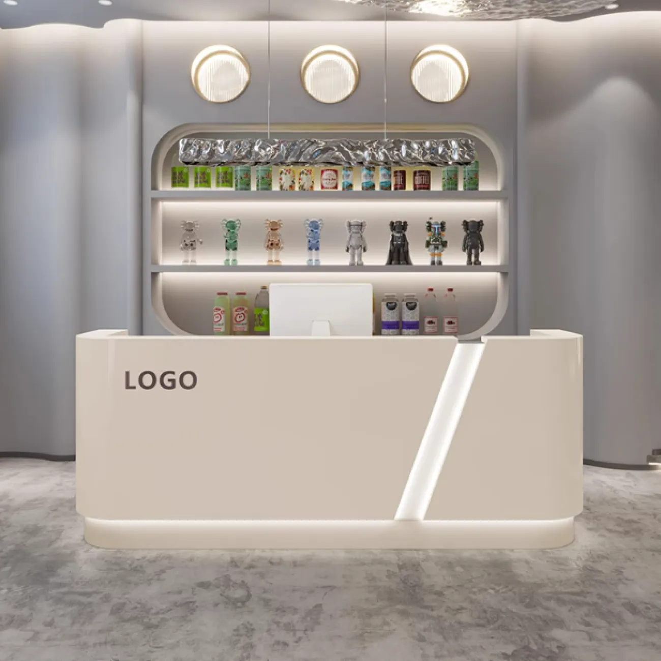 Роскошная стойка ресепшен Xingchen с подсветкой из ДСП RS40141-32