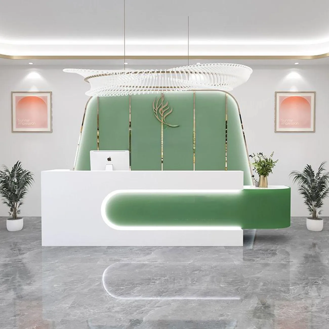 Роскошная стойка ресепшен от LaLume с подсветкой RS40145-32