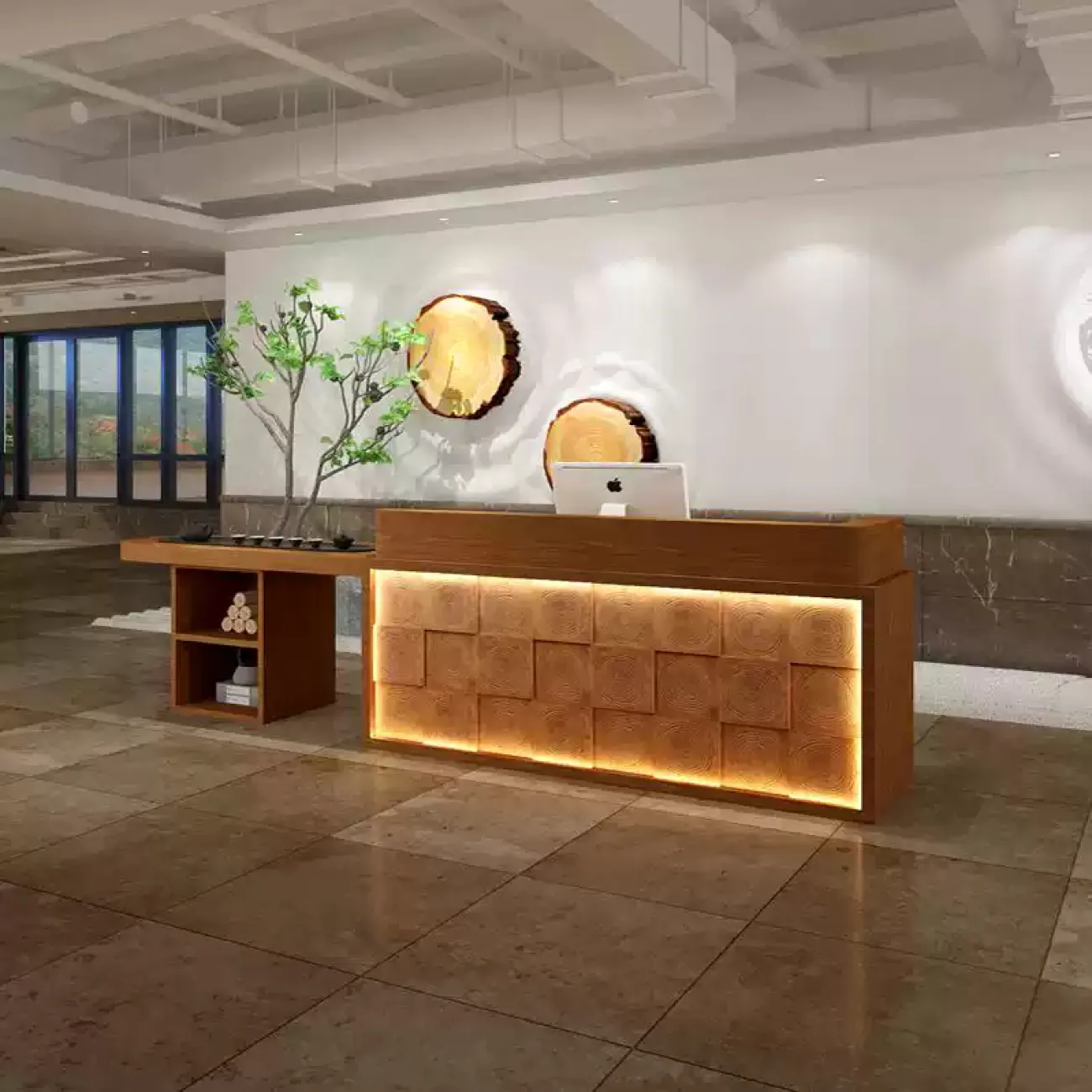 Роскошная стойка ресепшен от LaLume с подсветкой RS40148-32