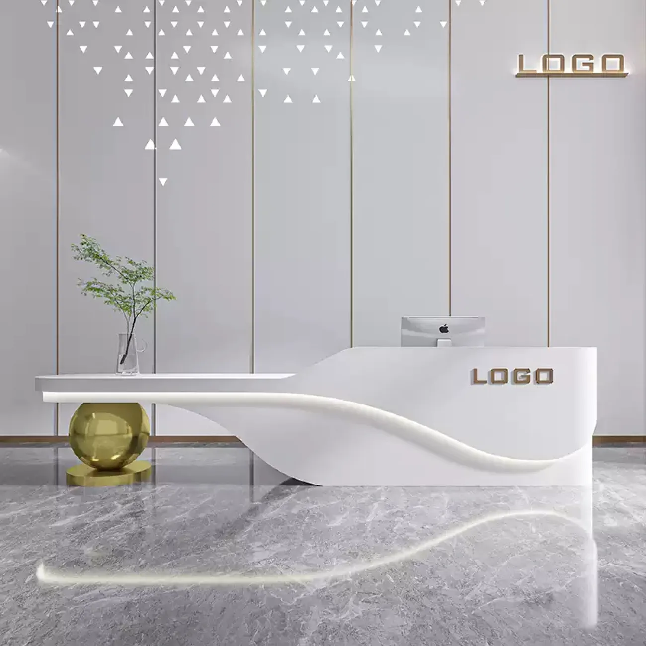 Роскошная стойка ресепшен Inno от LaLume с подсветкой RS40150-32 Роскошная стойка ресепшен Inno от LaLume с подсветкой RS40150-32