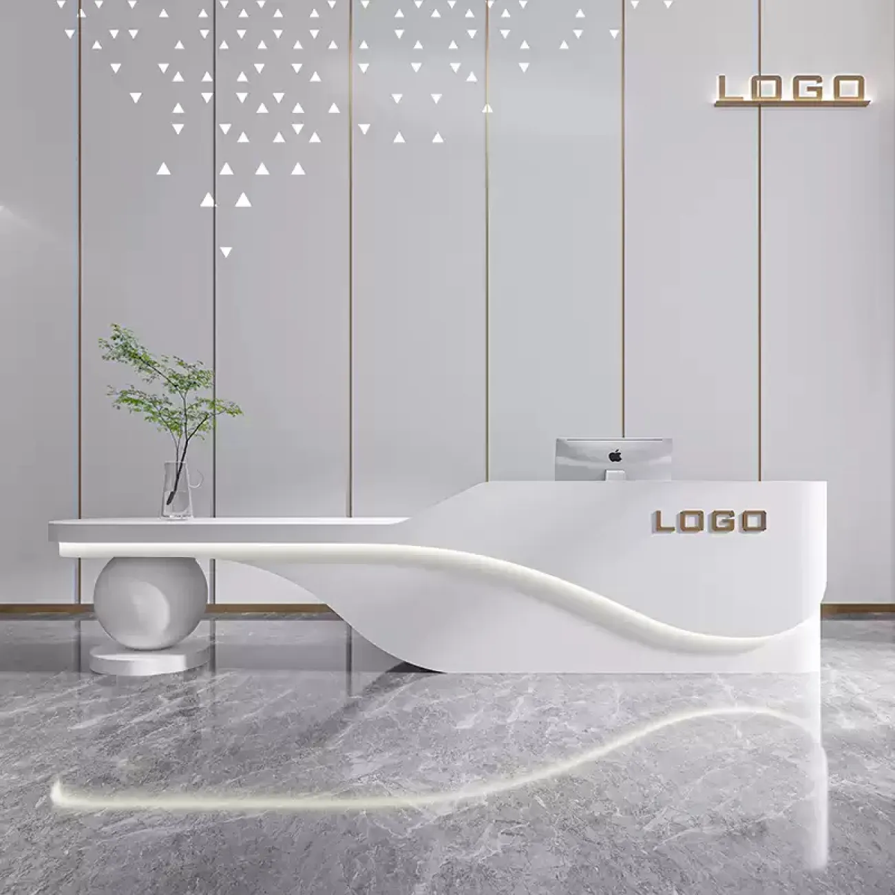 Роскошная стойка ресепшен Inno от LaLume с подсветкой RS40150-32 Роскошная стойка ресепшен Inno от LaLume с подсветкой RS40150-32