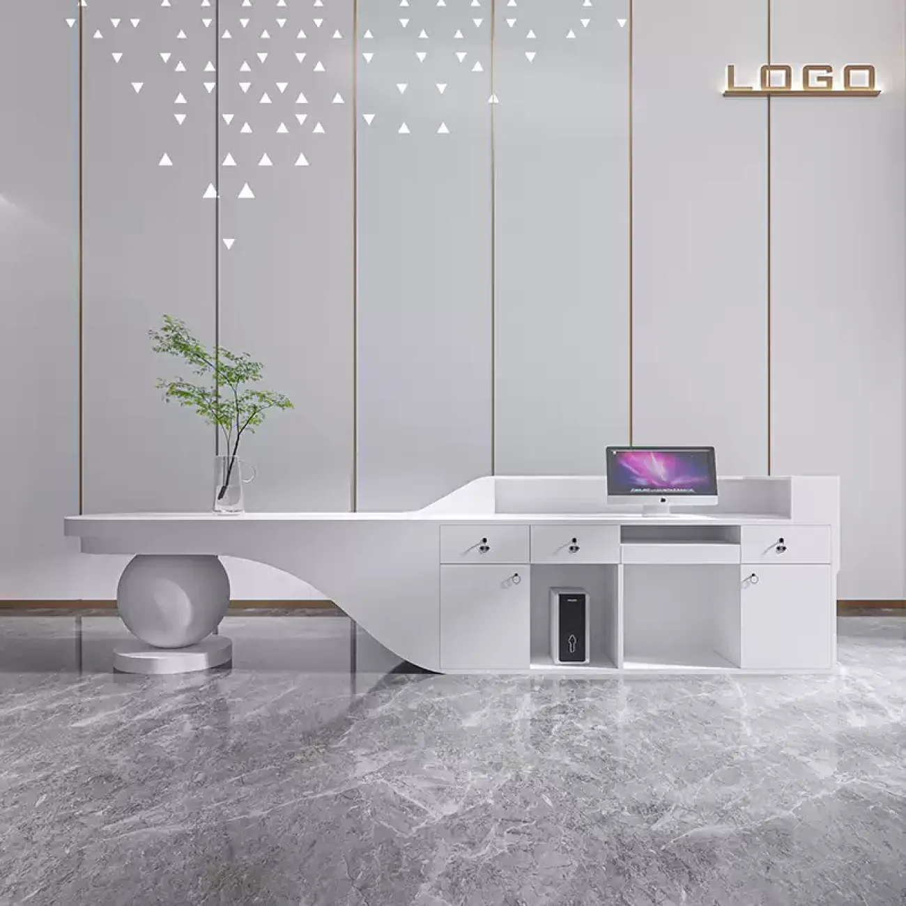 Роскошная стойка ресепшен Inno от LaLume с подсветкой RS40150-32 Роскошная стойка ресепшен Inno от LaLume с подсветкой RS40150-32