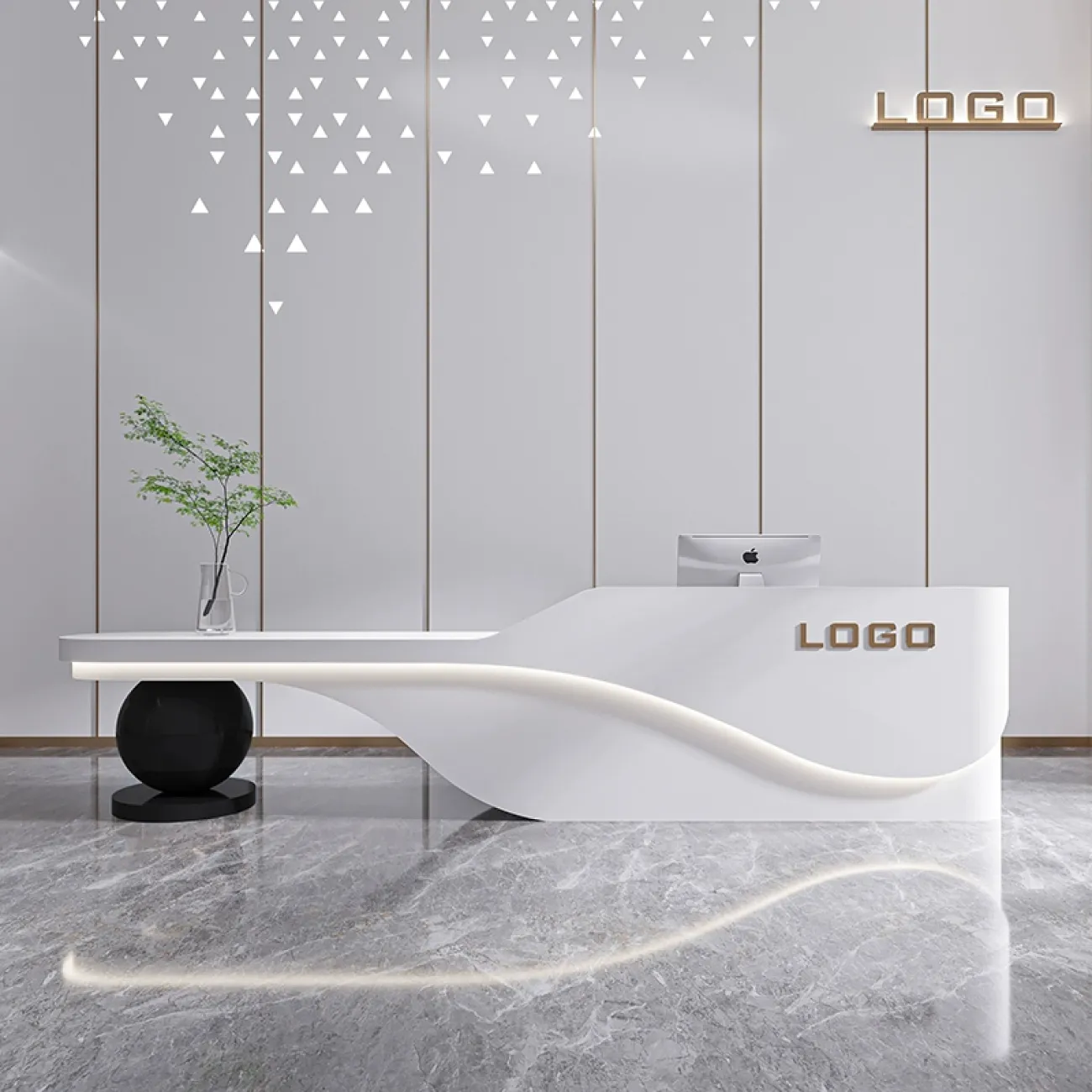 Роскошная стойка ресепшен Inno от LaLume с подсветкой RS40150-32 Роскошная стойка ресепшен Inno от LaLume с подсветкой RS40150-32