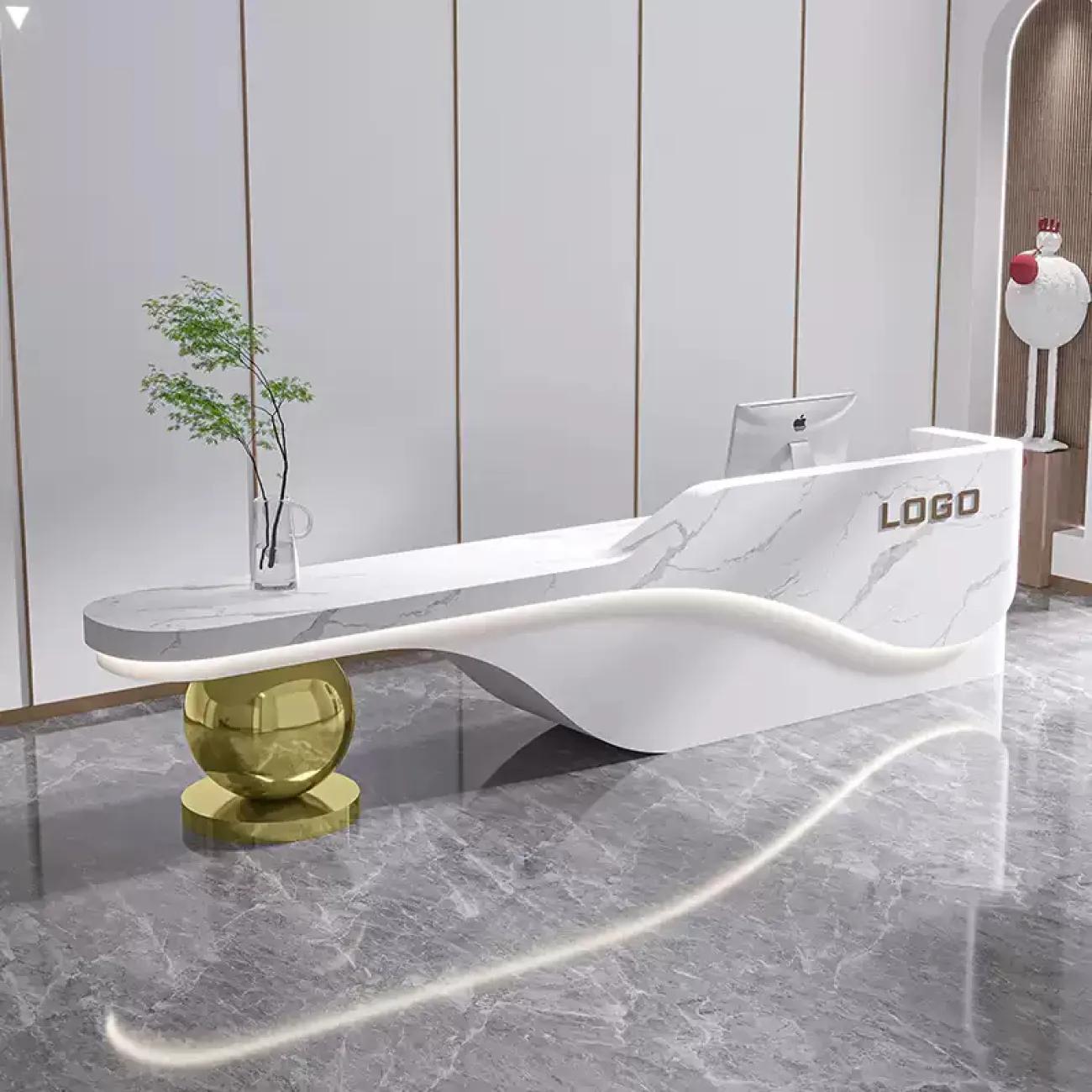 Роскошная стойка ресепшен Inno от LaLume с подсветкой RS40150-32 Роскошная стойка ресепшен Inno от LaLume с подсветкой RS40150-32