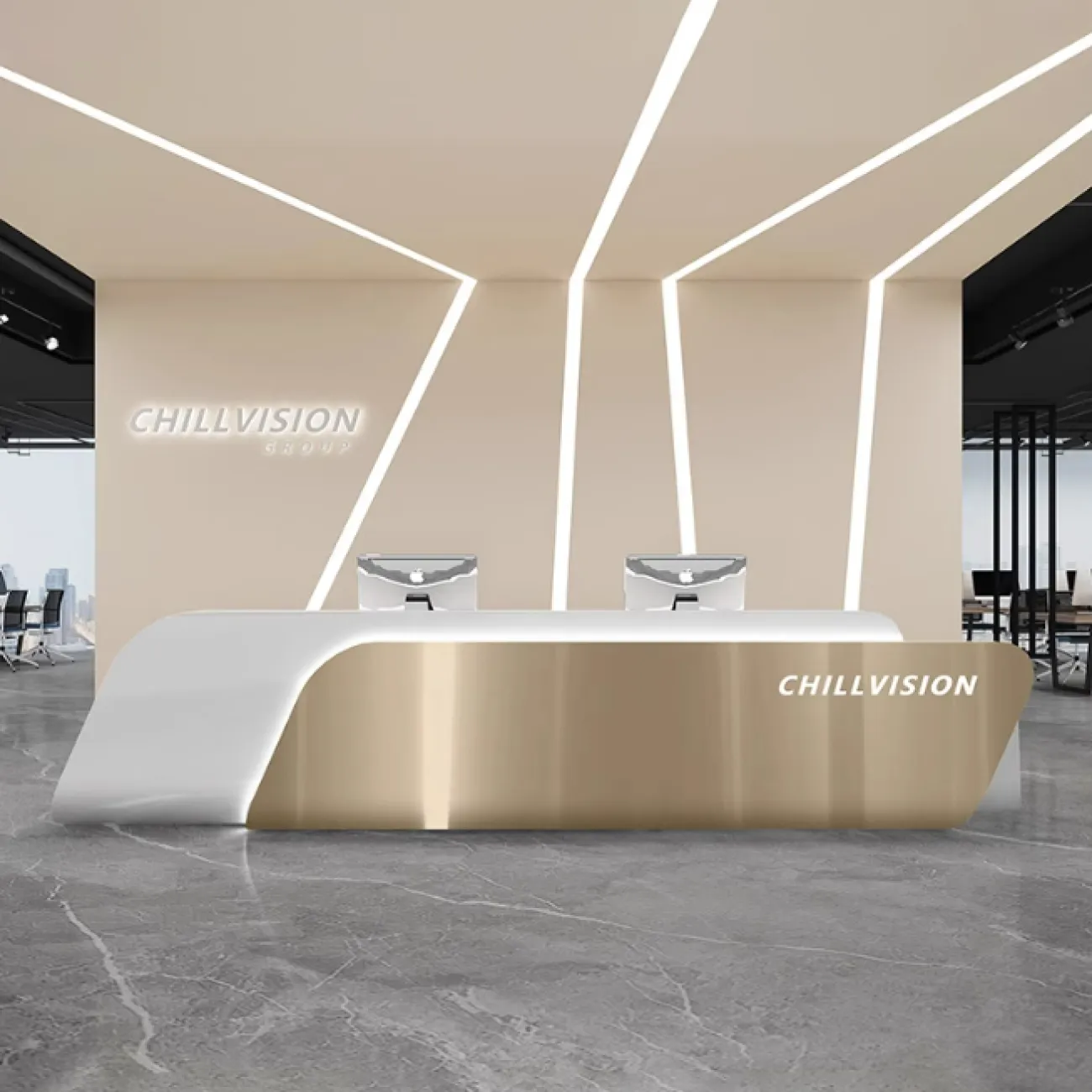 Роскошная стойка ресепшен Koala от LaLume с подсветкой RS40155-32