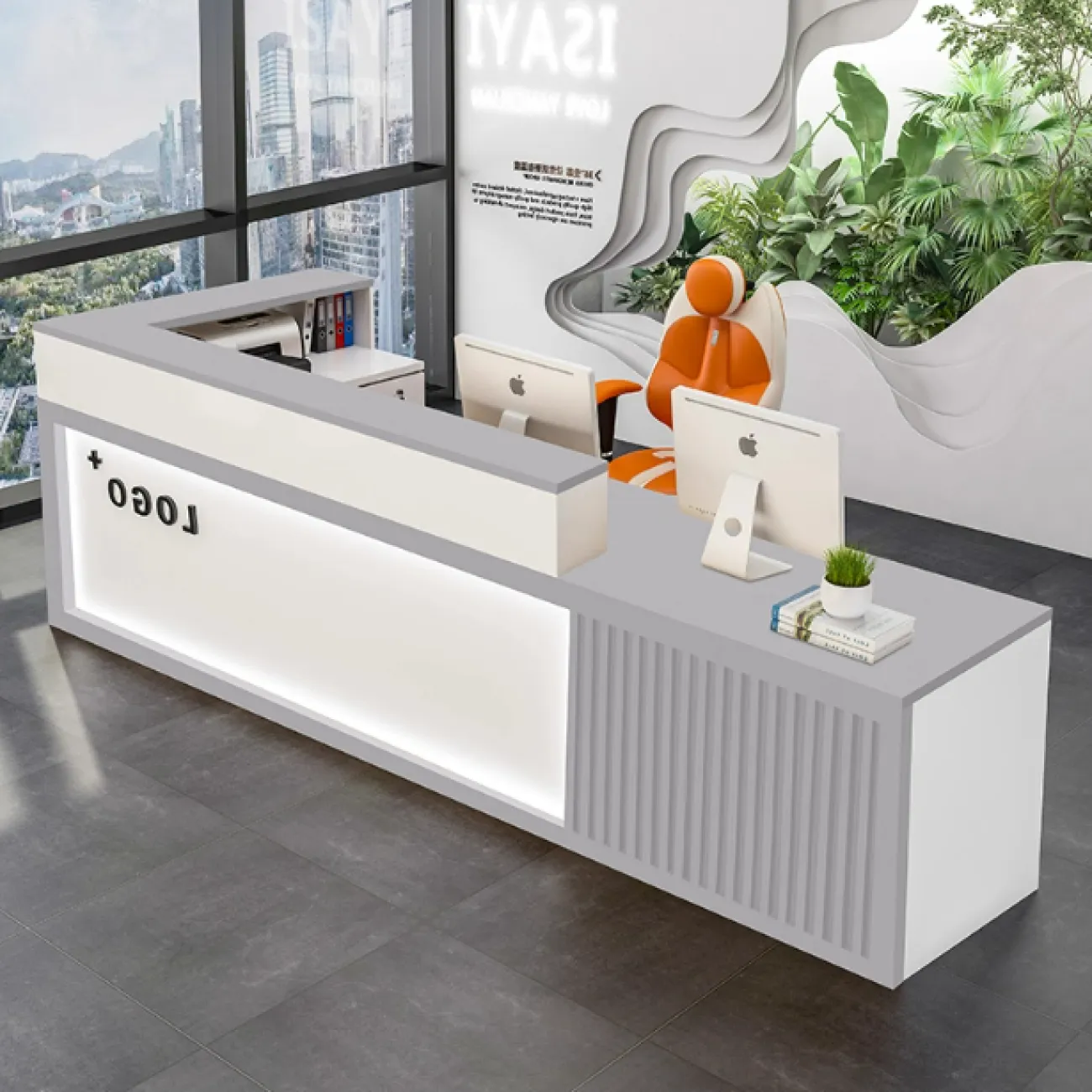 Роскошная стойка ресепшен от LaLume с подсветкой RS40156-32