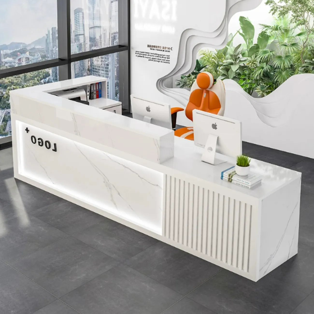 Роскошная стойка ресепшен от LaLume с подсветкой RS40157-32