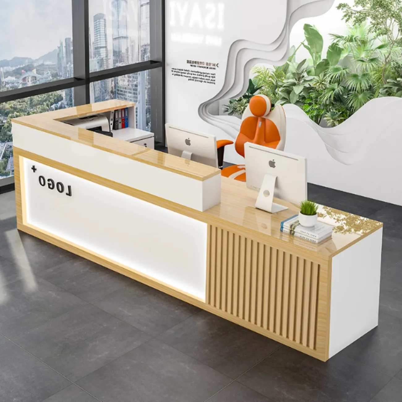 Роскошная стойка ресепшен от LaLume с подсветкой RS40157-32