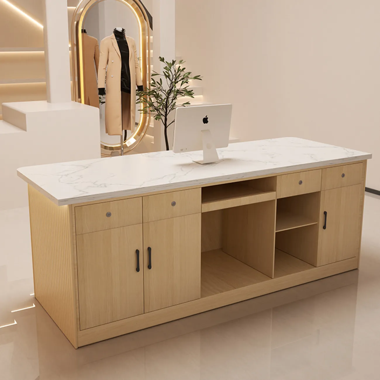 Роскошная стойка ресепшен от LaLume с подсветкой RS40162-32