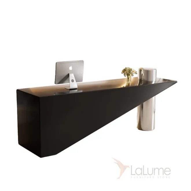 Оригинальная геометричная стойка ресепшен от LaLume из МДФ и стали RS40163-32 Оригинальная геометричная стойка ресепшен от LaLume из МДФ и стали RS40163-32