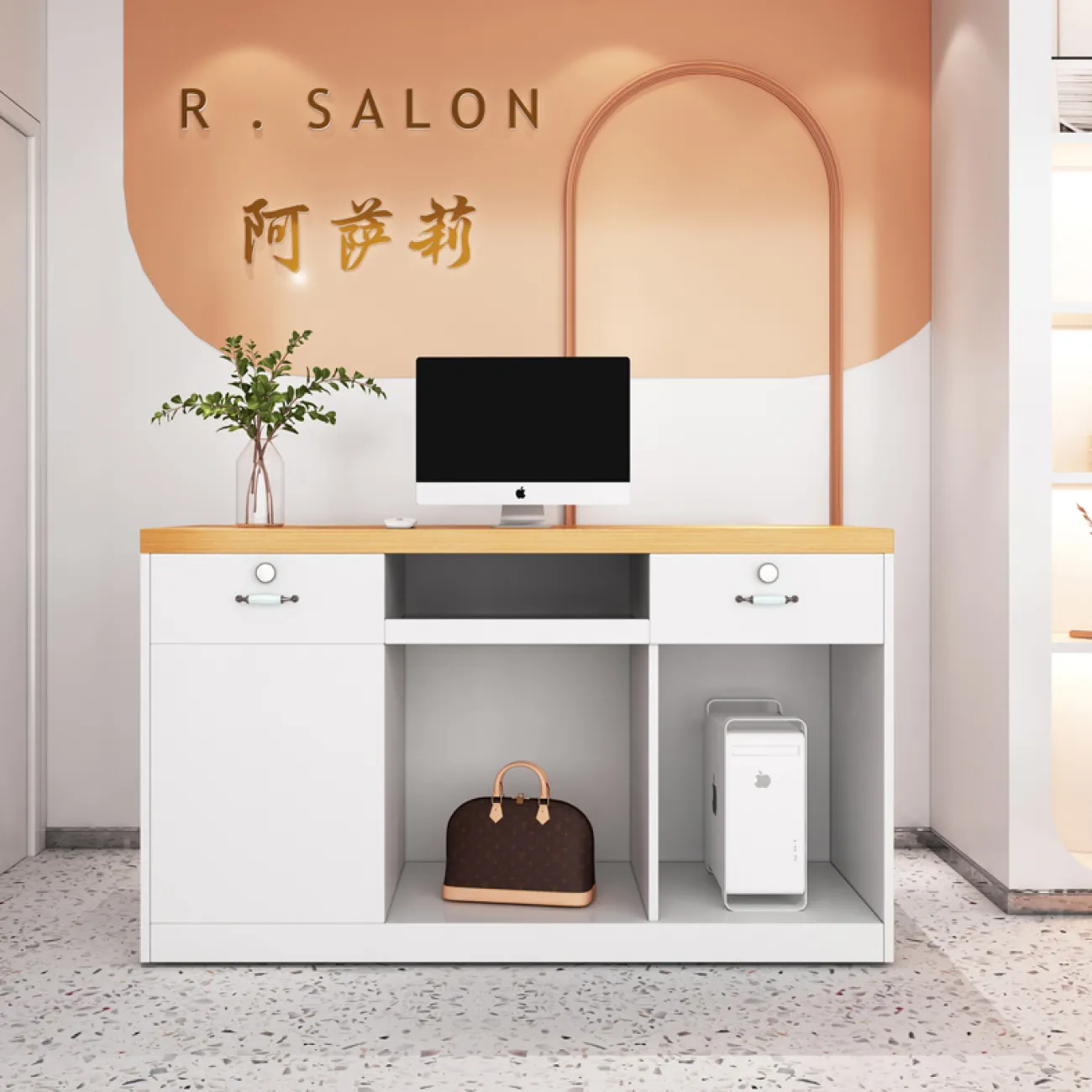 Роскошная стойка ресепшен от LaLume с подсветкой RS40166-32 Роскошная стойка ресепшен от LaLume с подсветкой RS40166-32