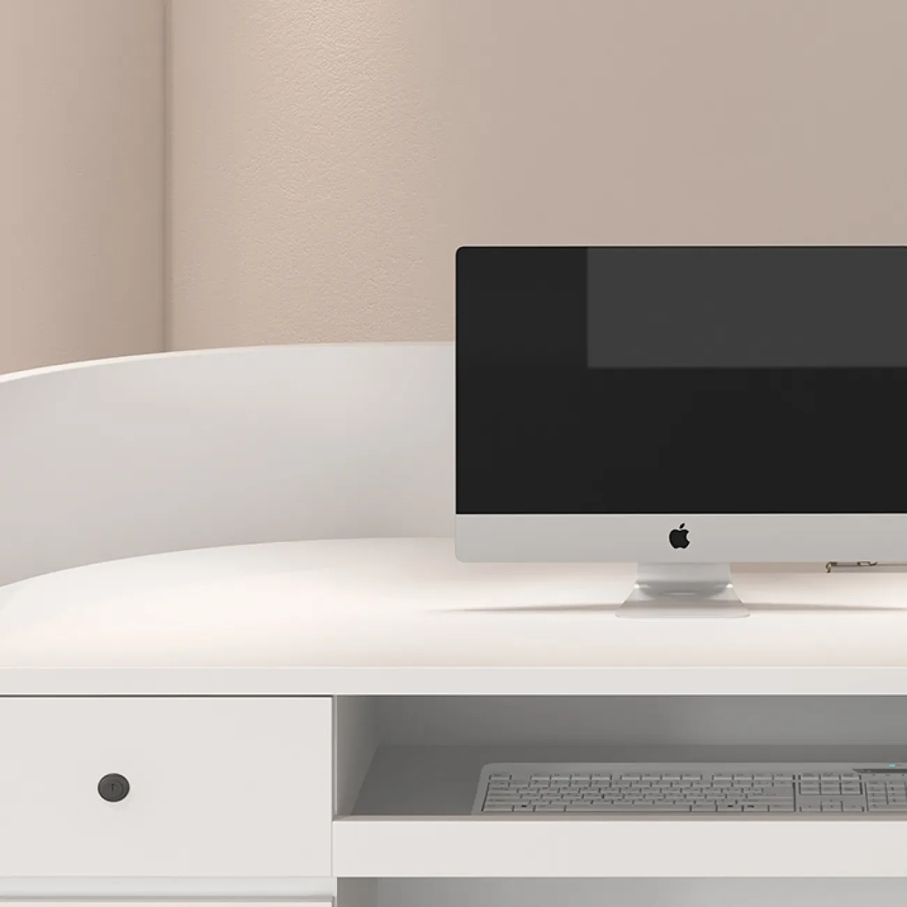 Элегантная стойка ресепшен от LaLume с полками на фасаде RS40167-32 Элегантная стойка ресепшен от LaLume с полками на фасаде RS40167-32