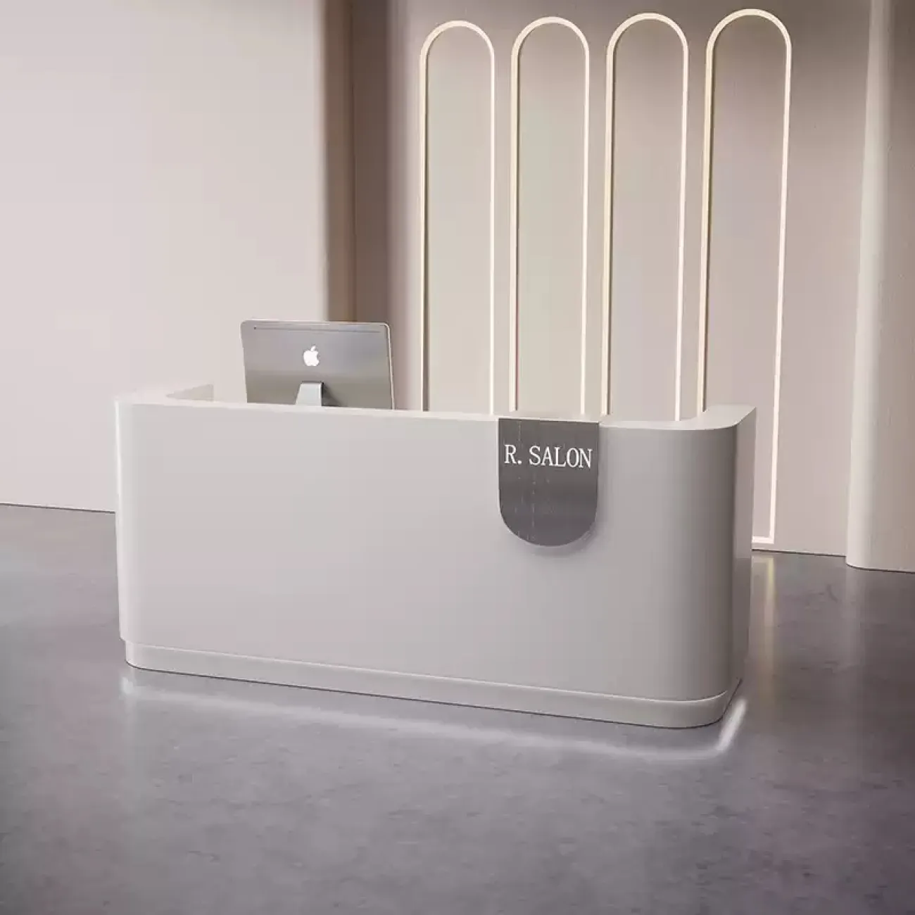 Элегантная стойка ресепшен от LaLume из МДФ RS40168-32 Элегантная стойка ресепшен от LaLume из МДФ RS40168-32