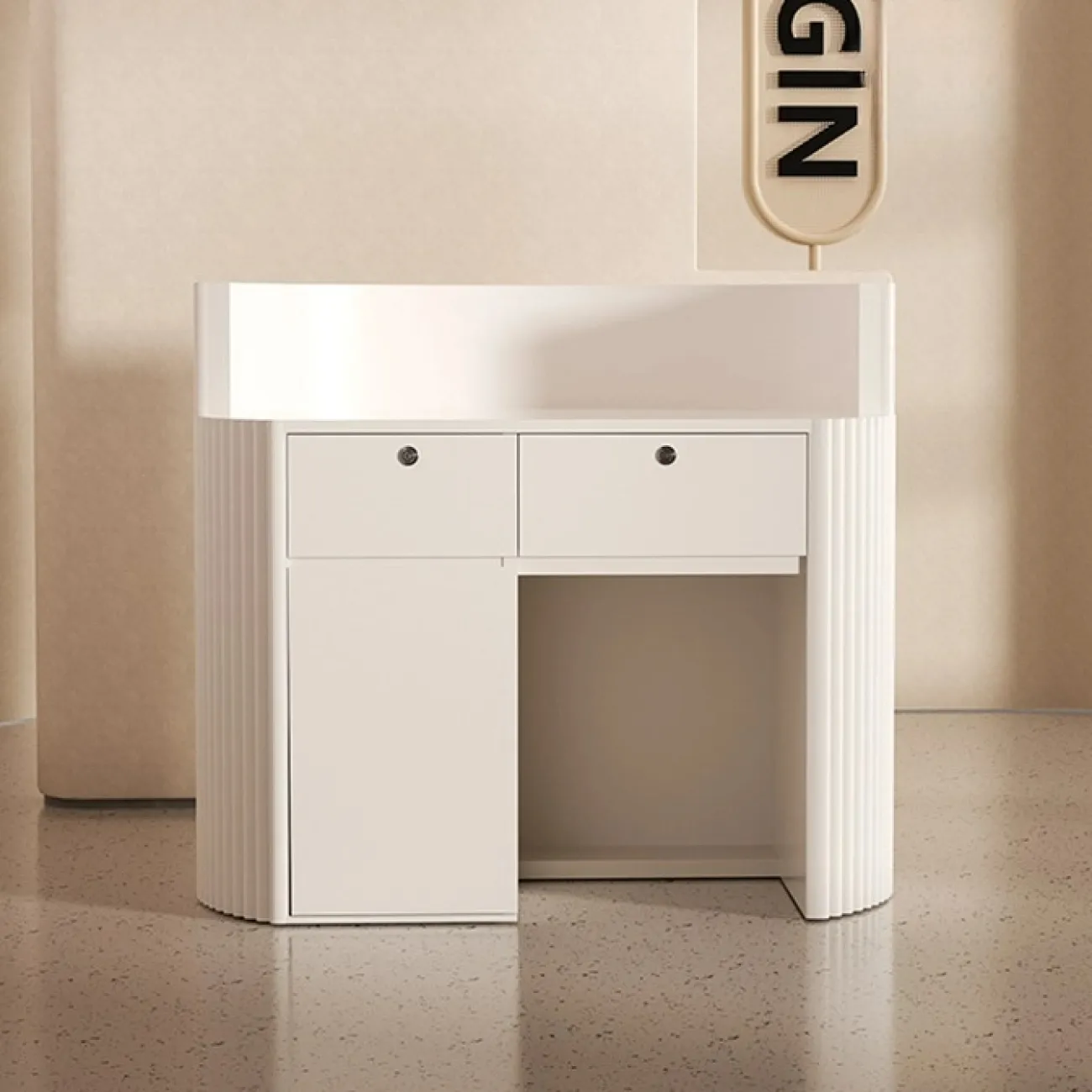 Элегантная стойка ресепшен от LaLume из МДФ RS40170-32 Элегантная стойка ресепшен от LaLume из МДФ RS40170-32