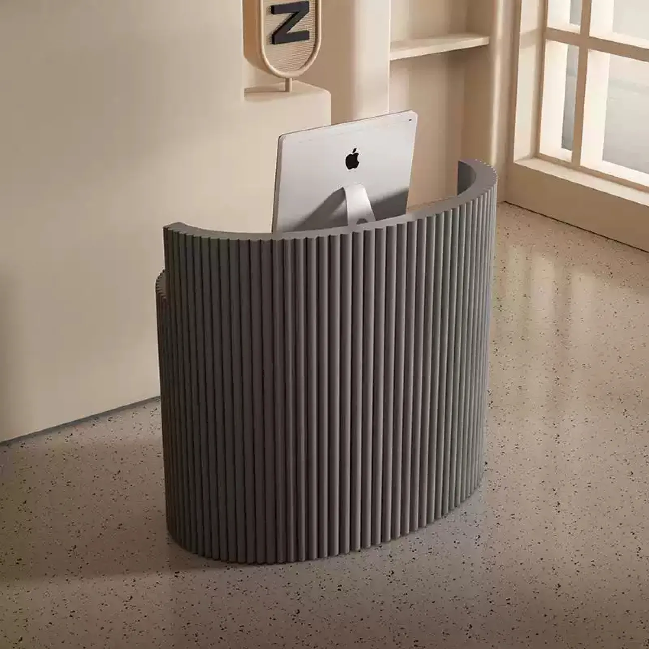 Элегантная стойка ресепшен от LaLume из МДФ RS40170-32 Элегантная стойка ресепшен от LaLume из МДФ RS40170-32