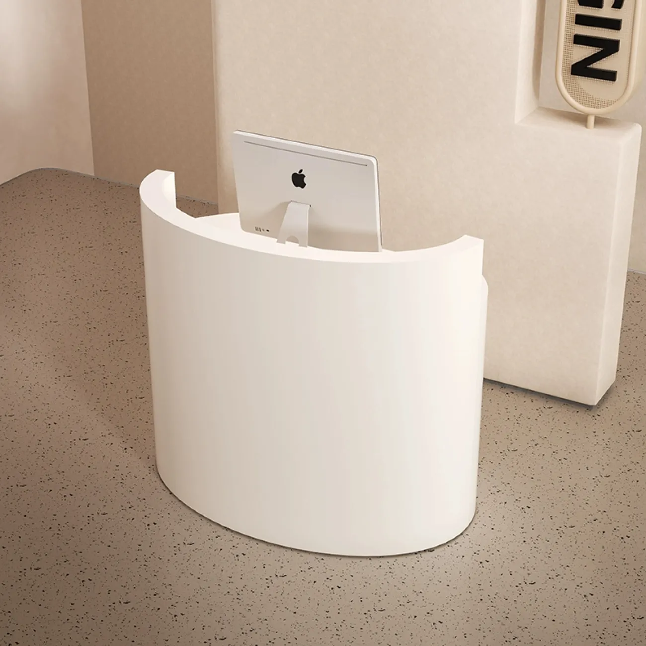 Элегантная стойка ресепшен от LaLume из МДФ RS40170-32 Элегантная стойка ресепшен от LaLume из МДФ RS40170-32