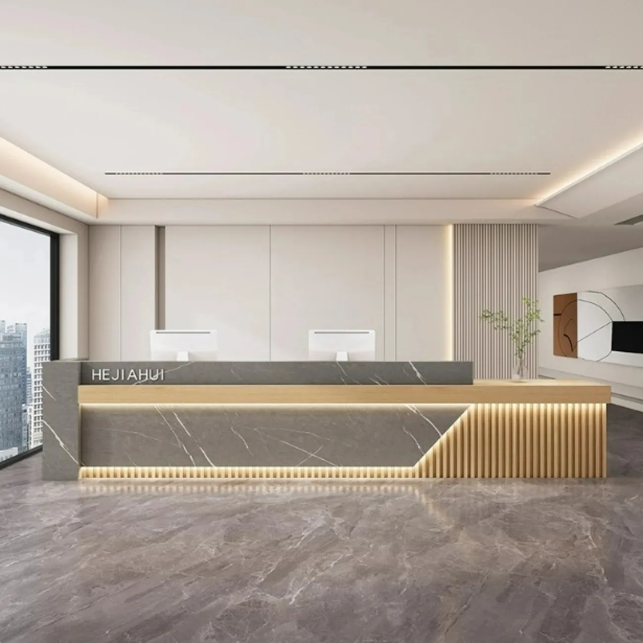 Элегантная стойка ресепшен от LaLume с подсветкой RS40173-32 Элегантная стойка ресепшен от LaLume с подсветкой RS40173-32