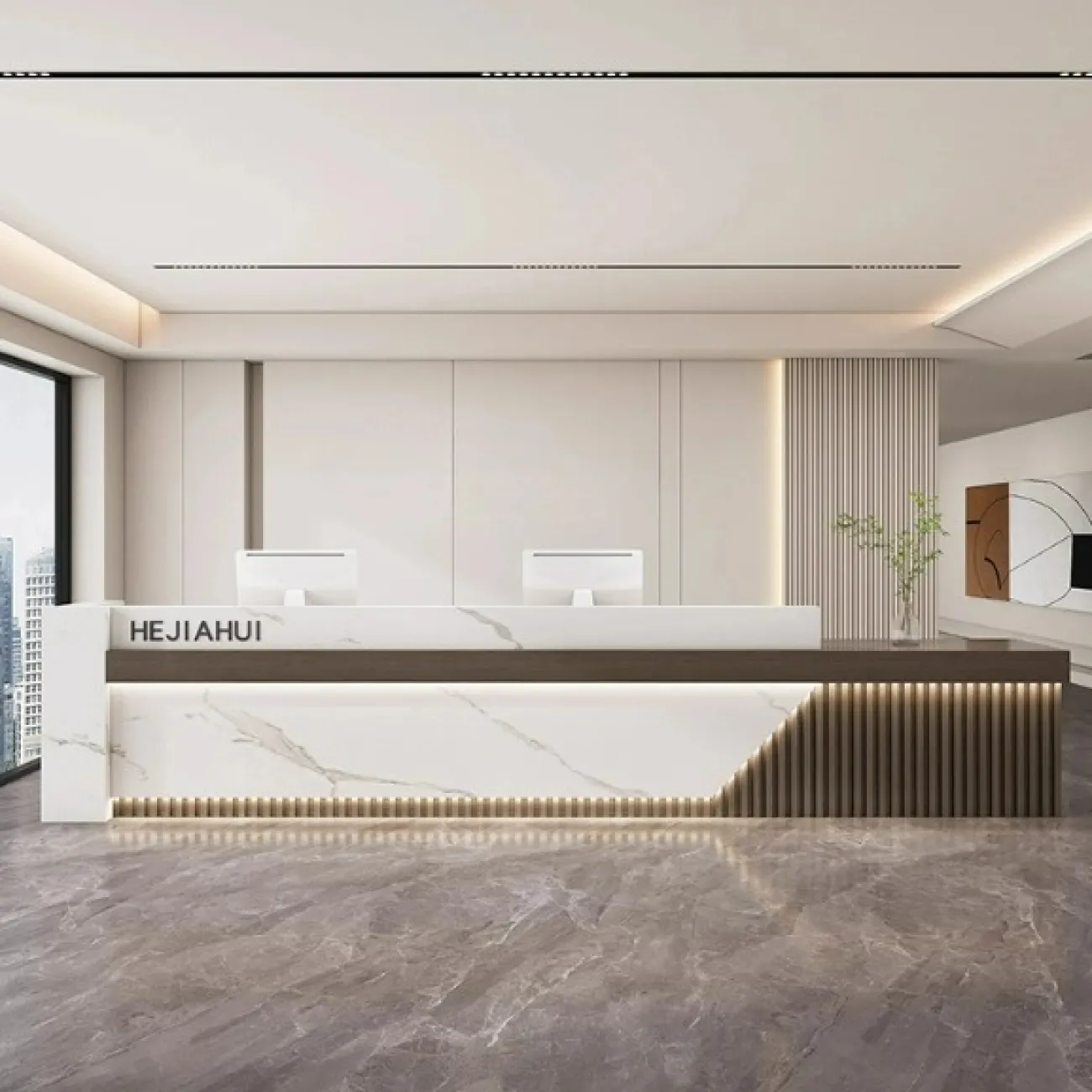 Элегантная стойка ресепшен от LaLume с подсветкой RS40173-32 Элегантная стойка ресепшен от LaLume с подсветкой RS40173-32