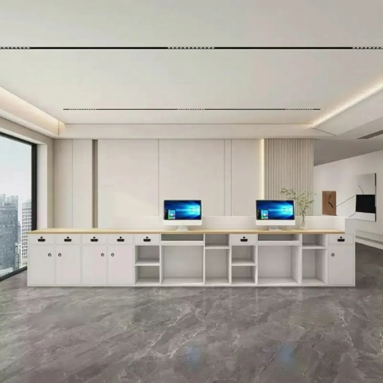 Элегантная стойка ресепшен от LaLume с подсветкой RS40173-32 Элегантная стойка ресепшен от LaLume с подсветкой RS40173-32