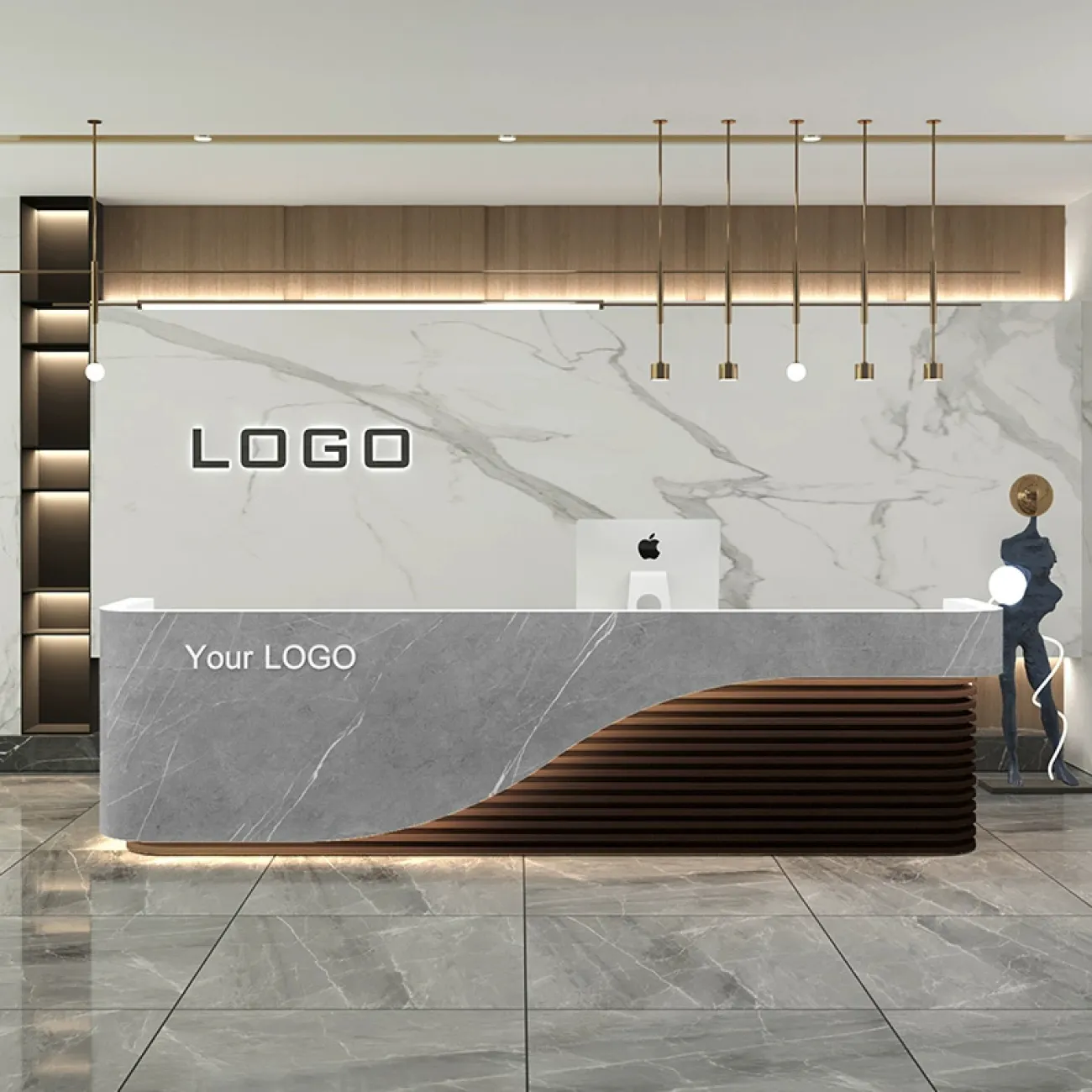 Роскошная стойка ресепшен Koala от LaLume с подсветкой RS40184-32 Роскошная стойка ресепшен Koala от LaLume с подсветкой RS40184-32