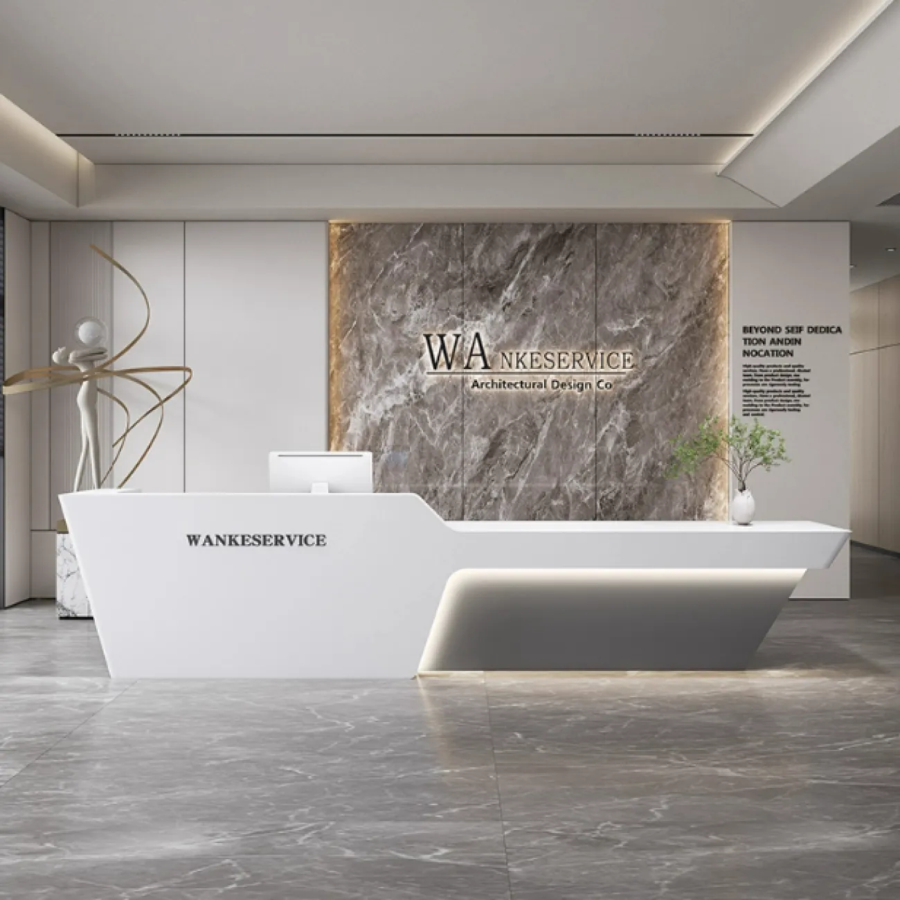 Роскошная стойка ресепшен Koala от LaLume с подсветкой RS40202-32