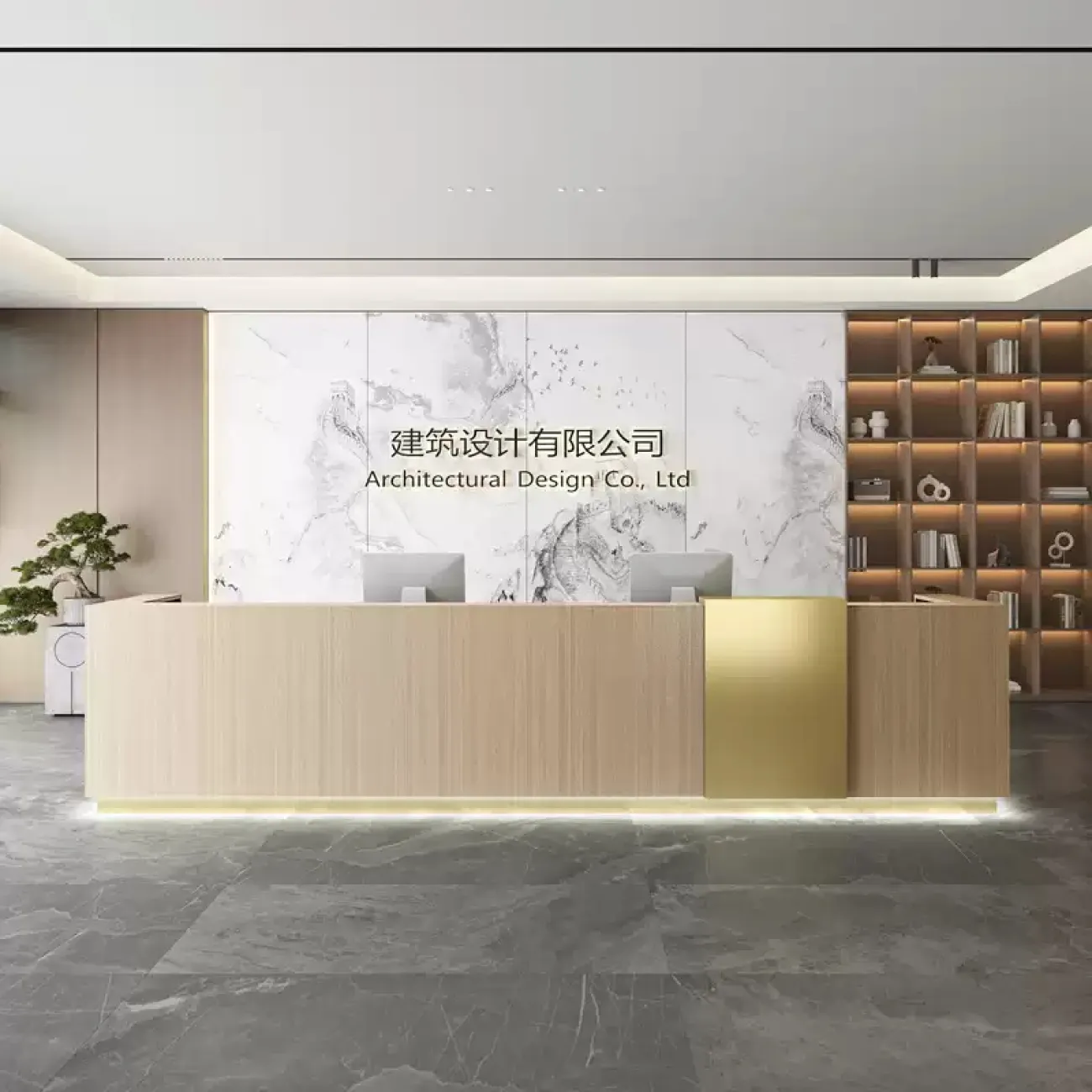 Роскошная стойка ресепшен Xu от LaLume с подсветкой RS40206-32 Роскошная стойка ресепшен Xu от LaLume с подсветкой RS40206-32