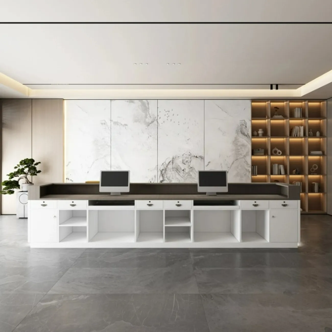 Роскошная стойка ресепшен Xu от LaLume с подсветкой RS40206-32 Роскошная стойка ресепшен Xu от LaLume с подсветкой RS40206-32