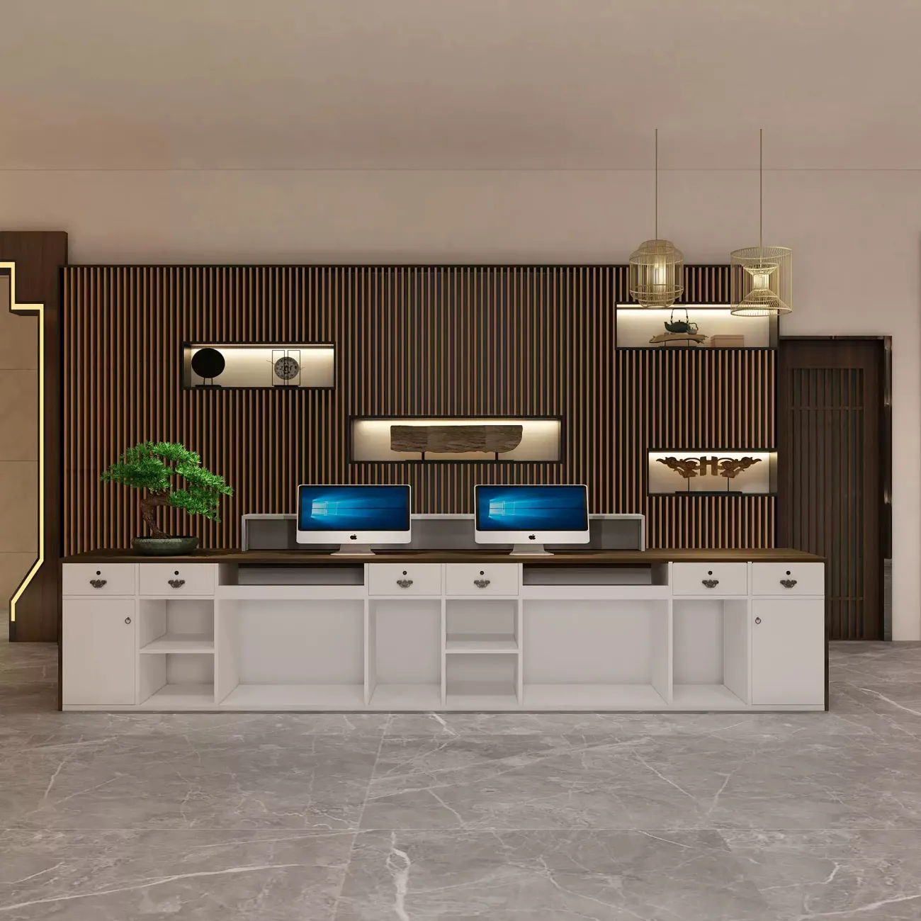 Роскошная стойка ресепшен Xu от LaLume с подсветкой RS40208-32 Роскошная стойка ресепшен Xu от LaLume с подсветкой RS40208-32