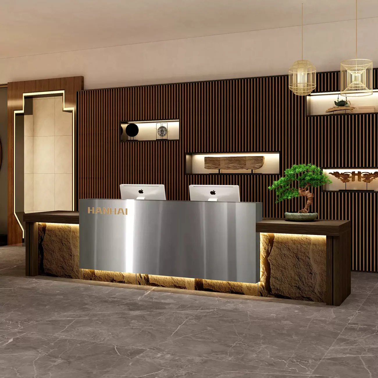 Роскошная стойка ресепшен Xu от LaLume с подсветкой RS40208-32 Роскошная стойка ресепшен Xu от LaLume с подсветкой RS40208-32