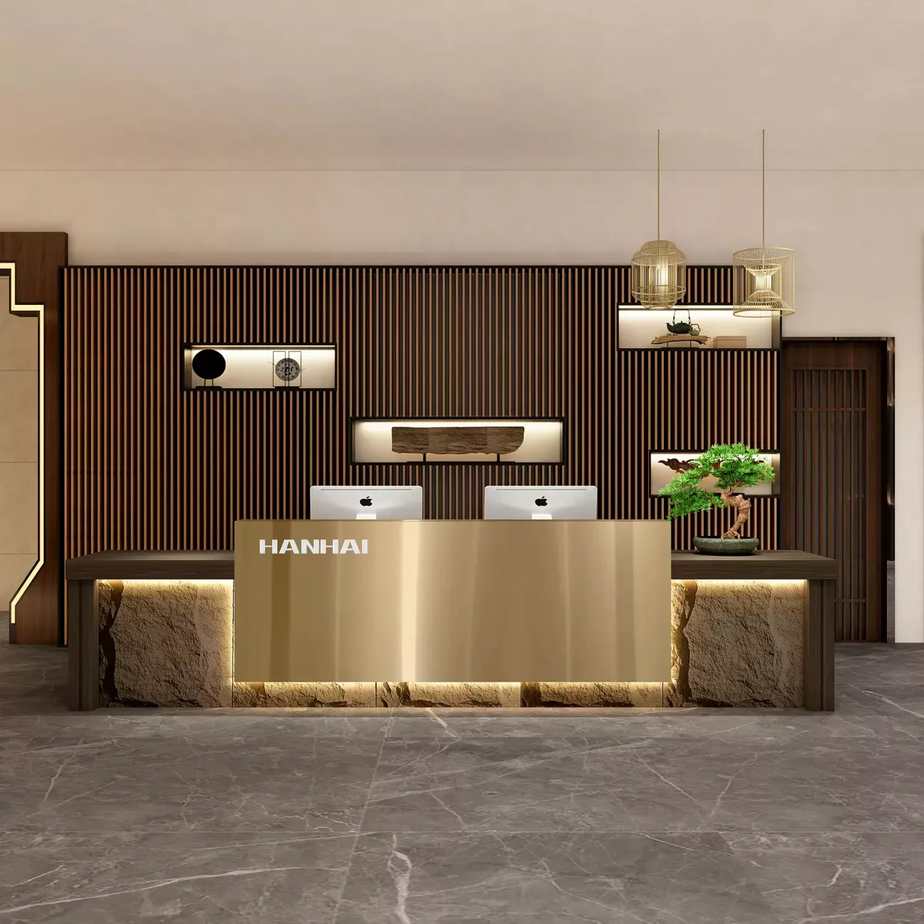 Роскошная стойка ресепшен Xu от LaLume с подсветкой RS40208-32 Роскошная стойка ресепшен Xu от LaLume с подсветкой RS40208-32