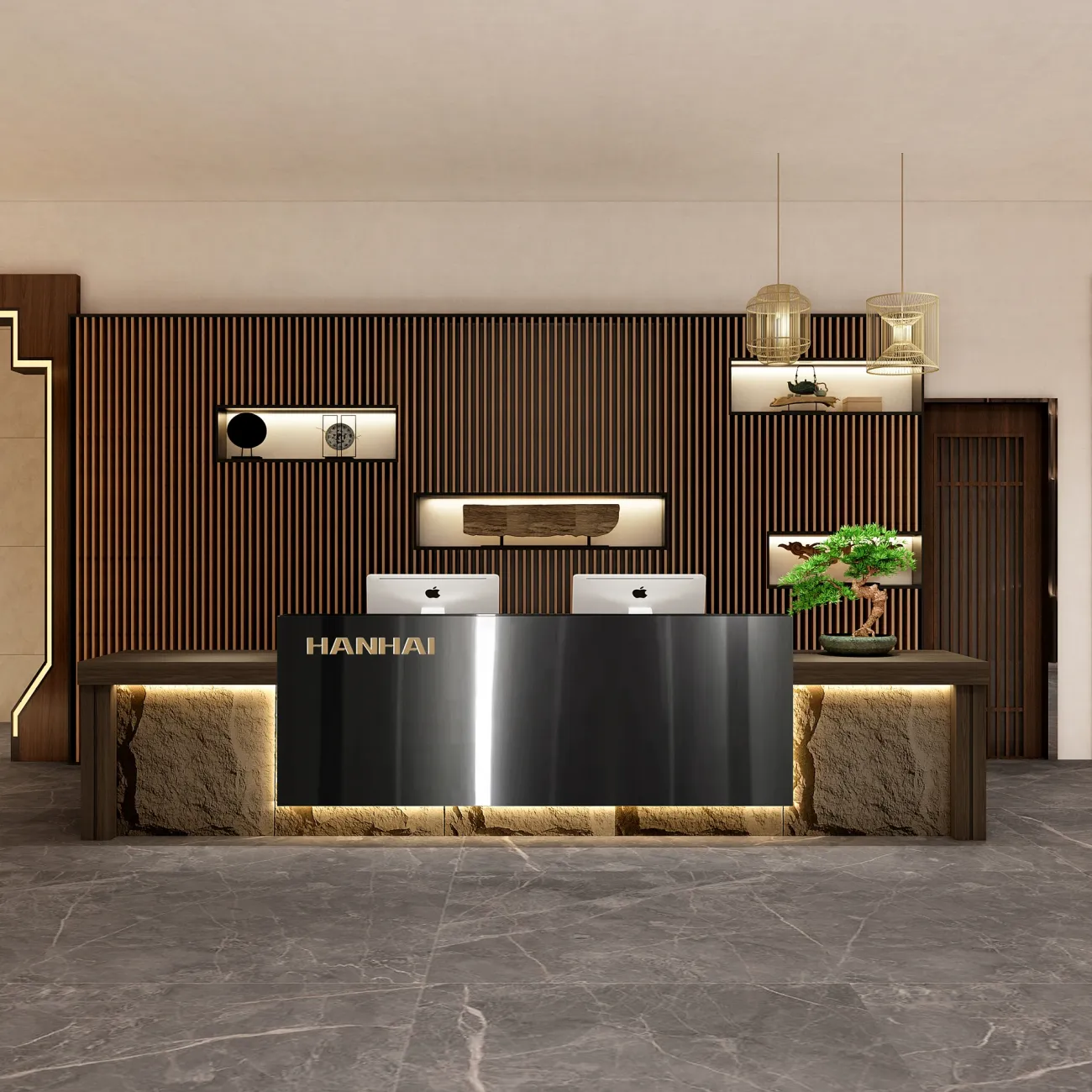 Роскошная стойка ресепшен Xu от LaLume с подсветкой RS40208-32 Роскошная стойка ресепшен Xu от LaLume с подсветкой RS40208-32