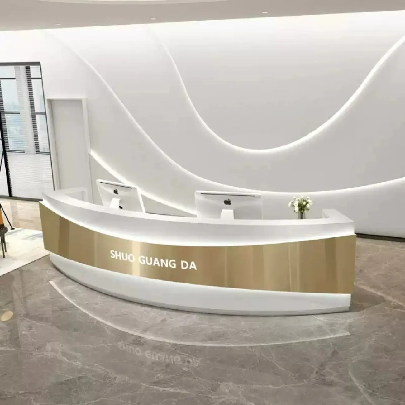 Роскошная стойка ресепшен Xu от LaLume с подсветкой RS40211-32 Роскошная стойка ресепшен Xu от LaLume с подсветкой RS40211-32