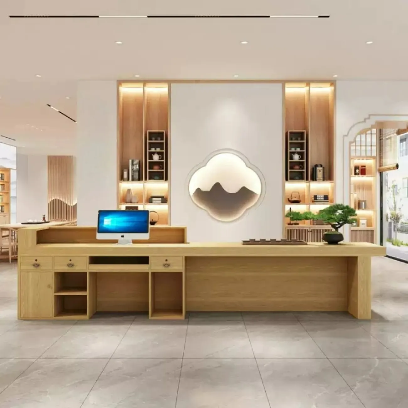 Роскошная стойка ресепшен Xu от LaLume с подсветкой RS40214-32