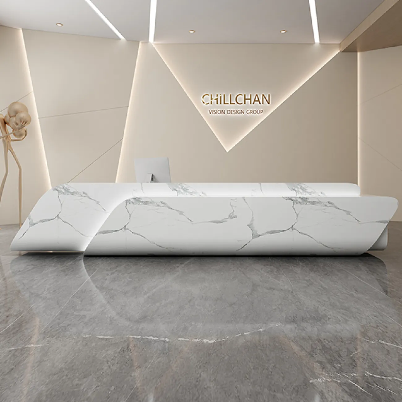 Роскошная стойка ресепшен Inno от LaLume с подсветкой RS40215-32 Роскошная стойка ресепшен Inno от LaLume с подсветкой RS40215-32