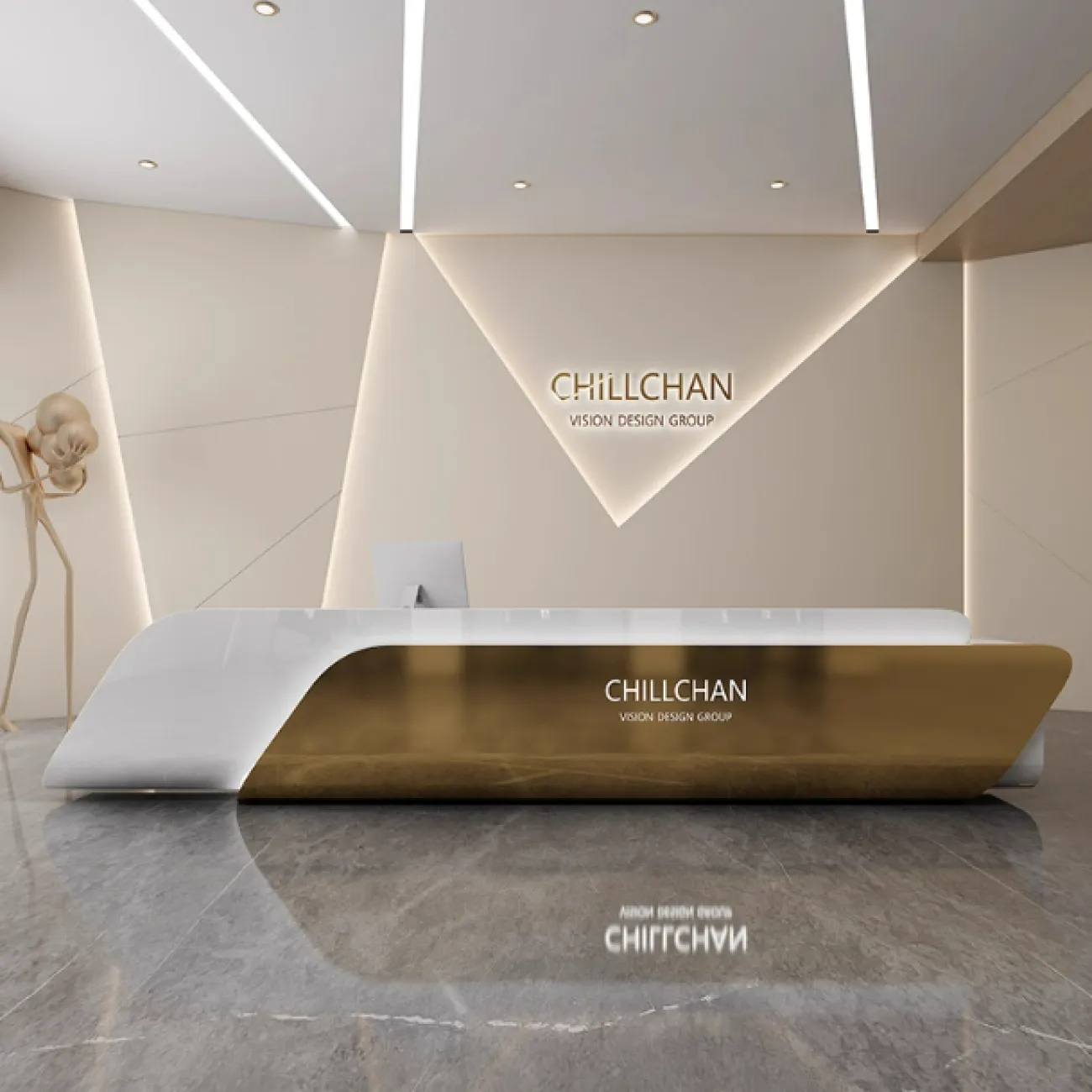 Роскошная стойка ресепшен Inno от LaLume с подсветкой RS40216-32 Роскошная стойка ресепшен Inno от LaLume с подсветкой RS40216-32