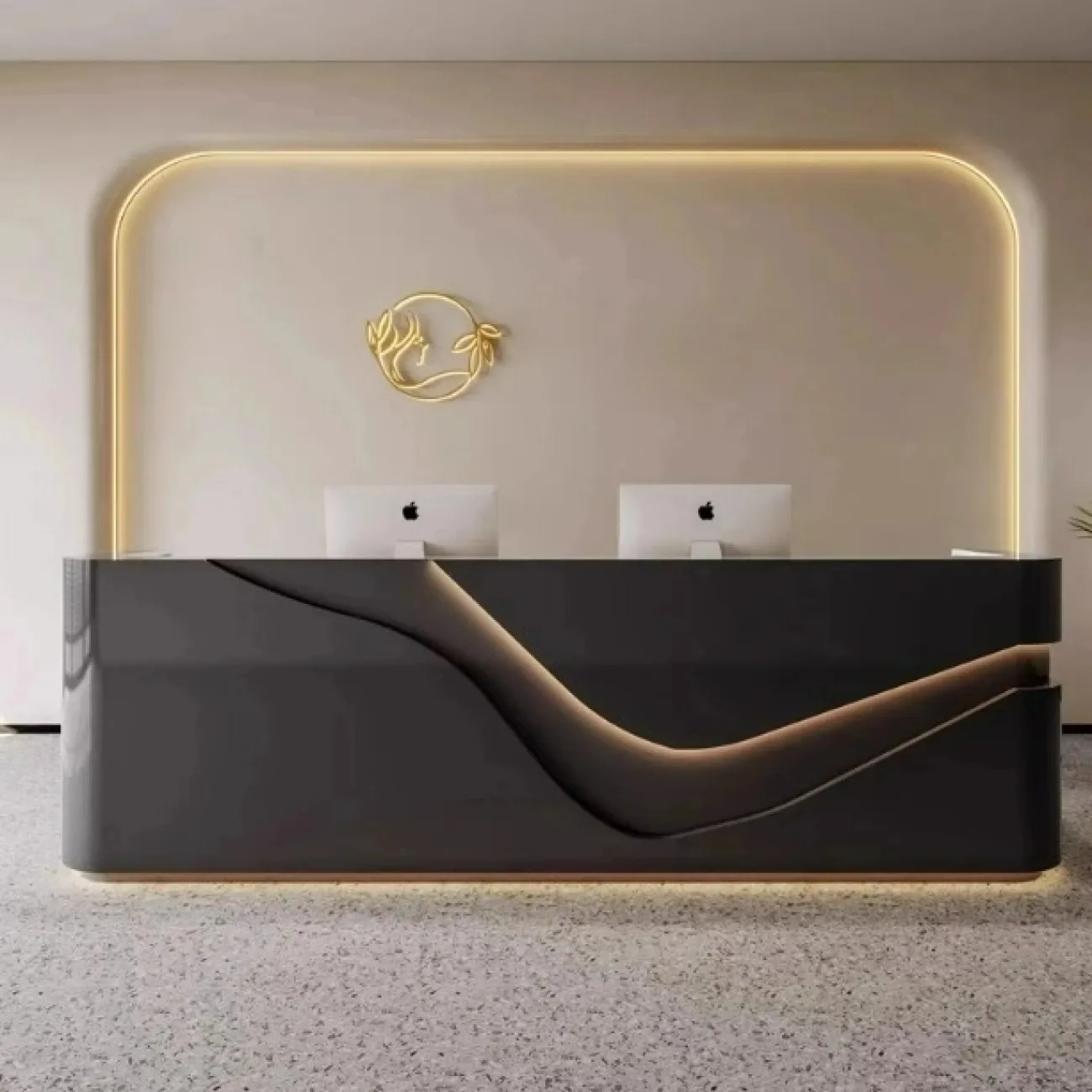 Роскошная стойка ресепшен Belinda от LaLume с подсветкой RS40217-32