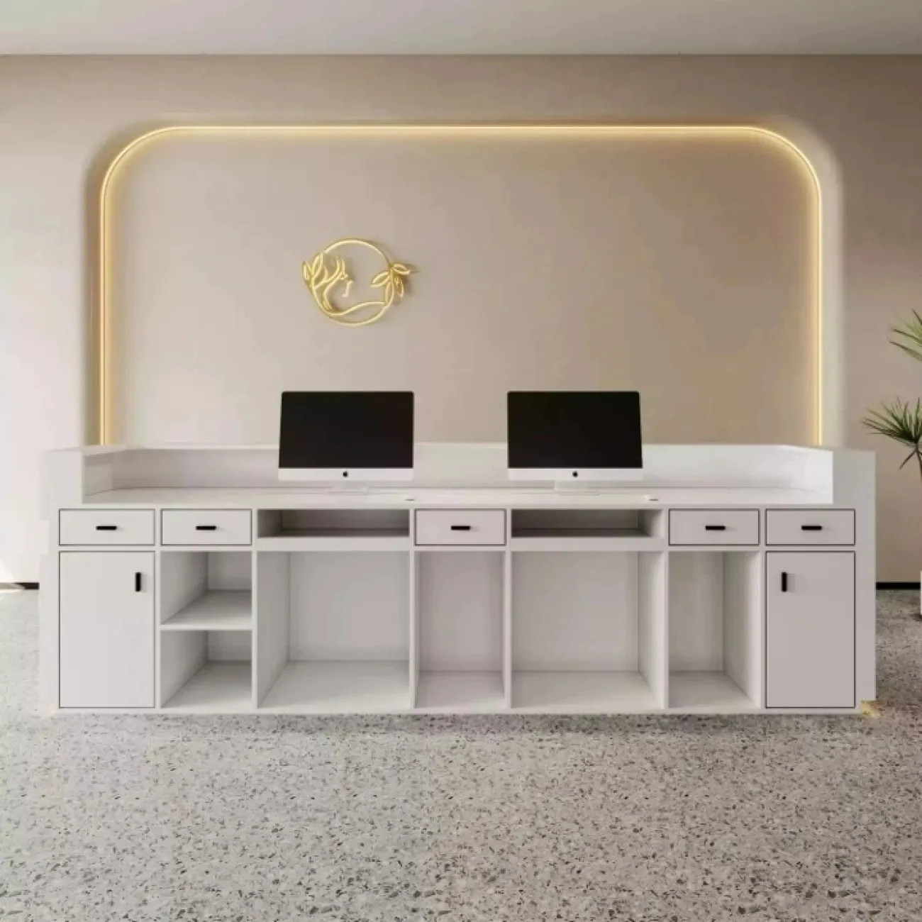 Роскошная стойка ресепшен Belinda от LaLume с подсветкой RS40217-32