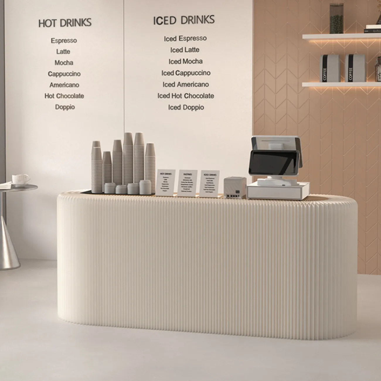 Оригинальная стойка ресепшен от LaLume с бумажной гофрой RS40221-32 Оригинальная стойка ресепшен от LaLume с бумажной гофрой RS40221-32