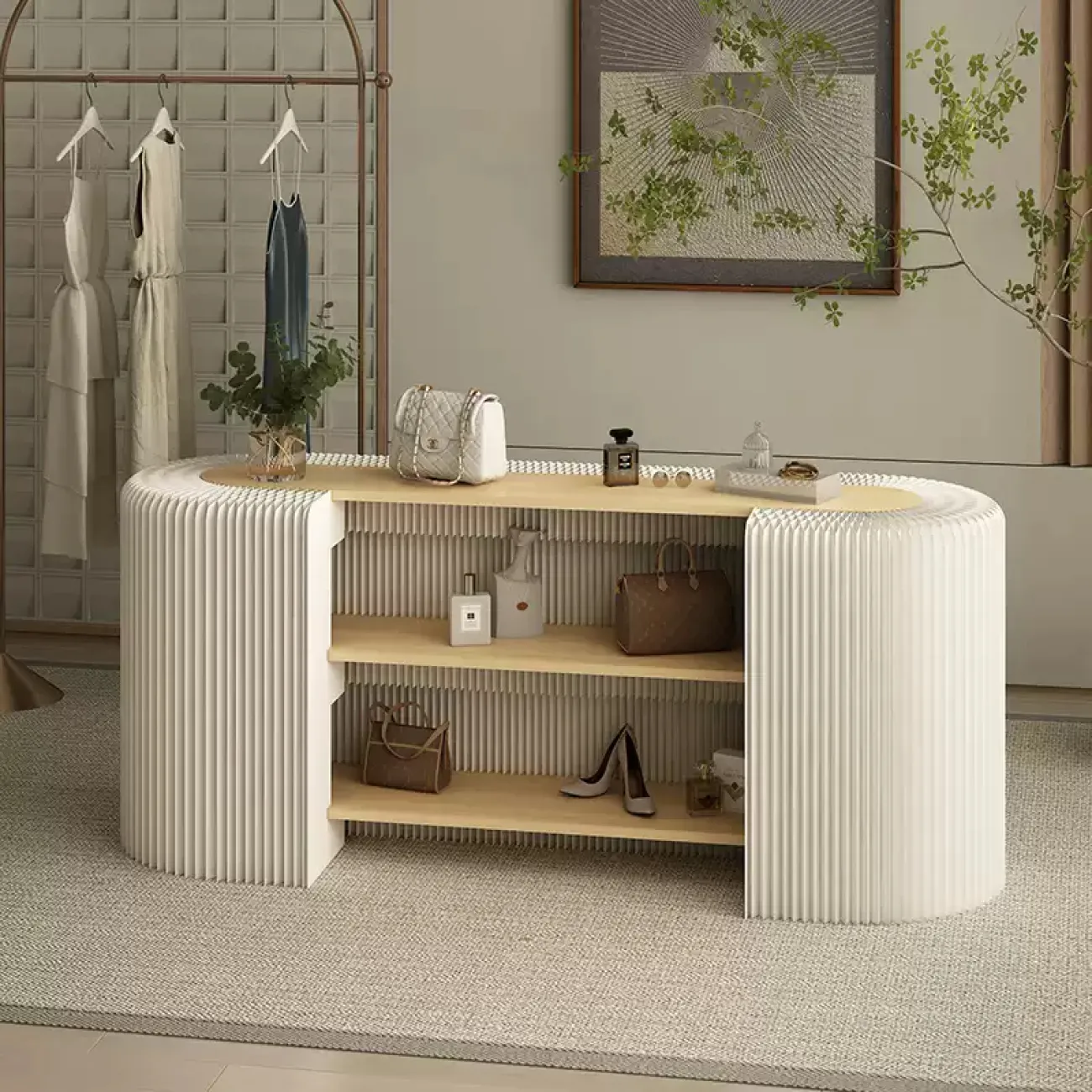 Оригинальная стойка ресепшен от LaLume с бумажной гофрой RS40221-32 Оригинальная стойка ресепшен от LaLume с бумажной гофрой RS40221-32