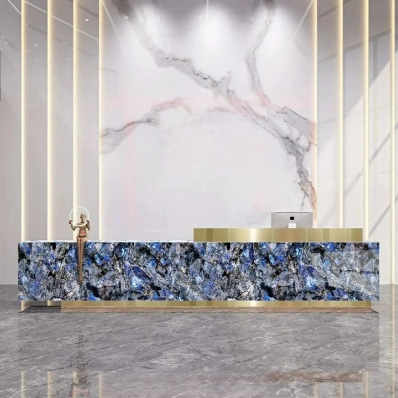 Роскошная стойка ресепшен от LaLume из мрамора RS40223-32 Роскошная стойка ресепшен от LaLume из мрамора RS40223-32