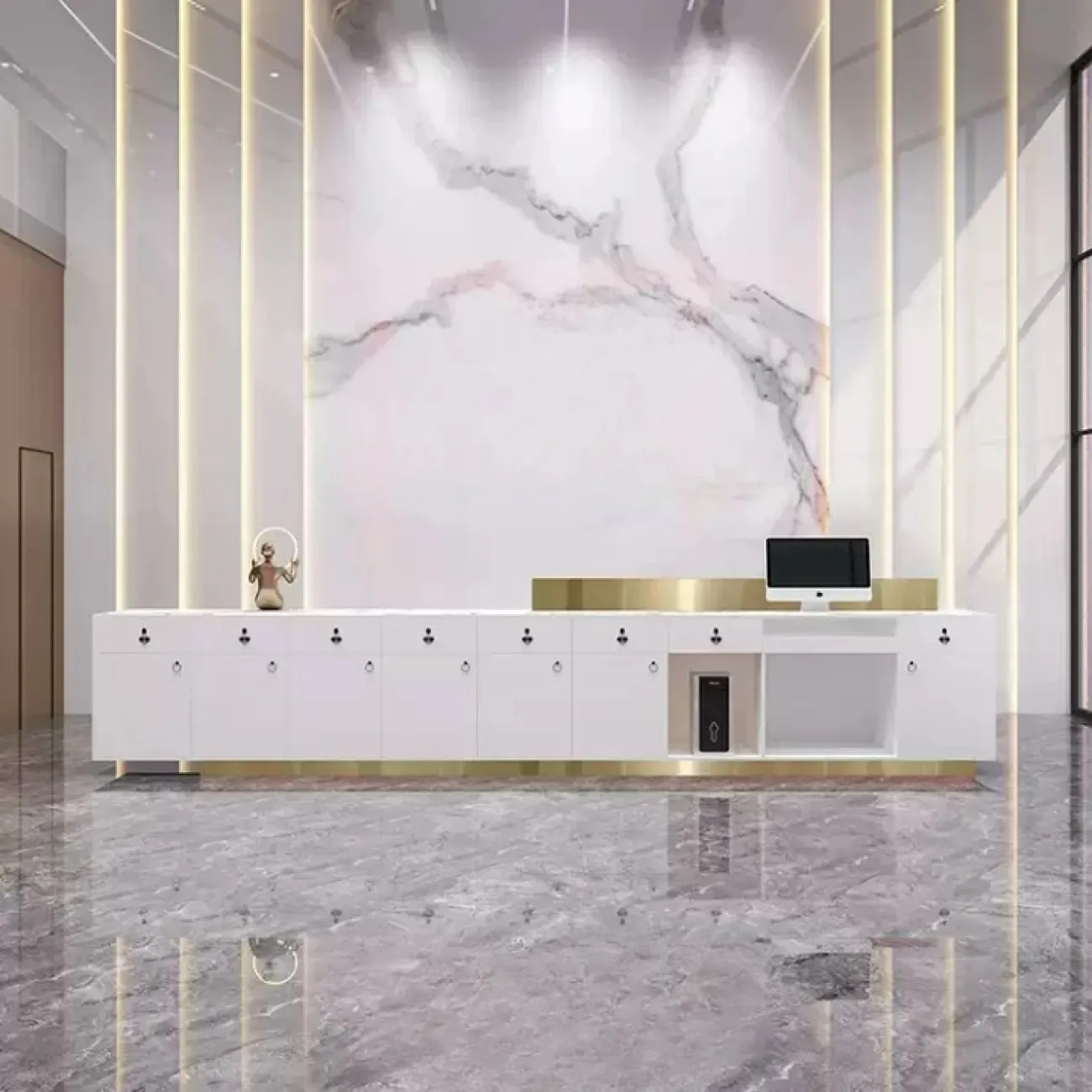 Роскошная стойка ресепшен от LaLume из мрамора RS40223-32 Роскошная стойка ресепшен от LaLume из мрамора RS40223-32