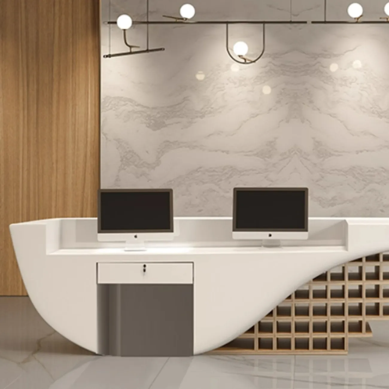 Дизайнерская стойка ресепшен Yipusu от LaLume из стеклопластика RS40225-32 Дизайнерская стойка ресепшен Yipusu от LaLume из стеклопластика RS40225-32