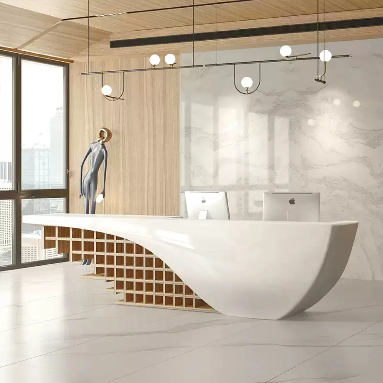 Дизайнерская стойка ресепшен Yipusu от LaLume из стеклопластика RS40225-32