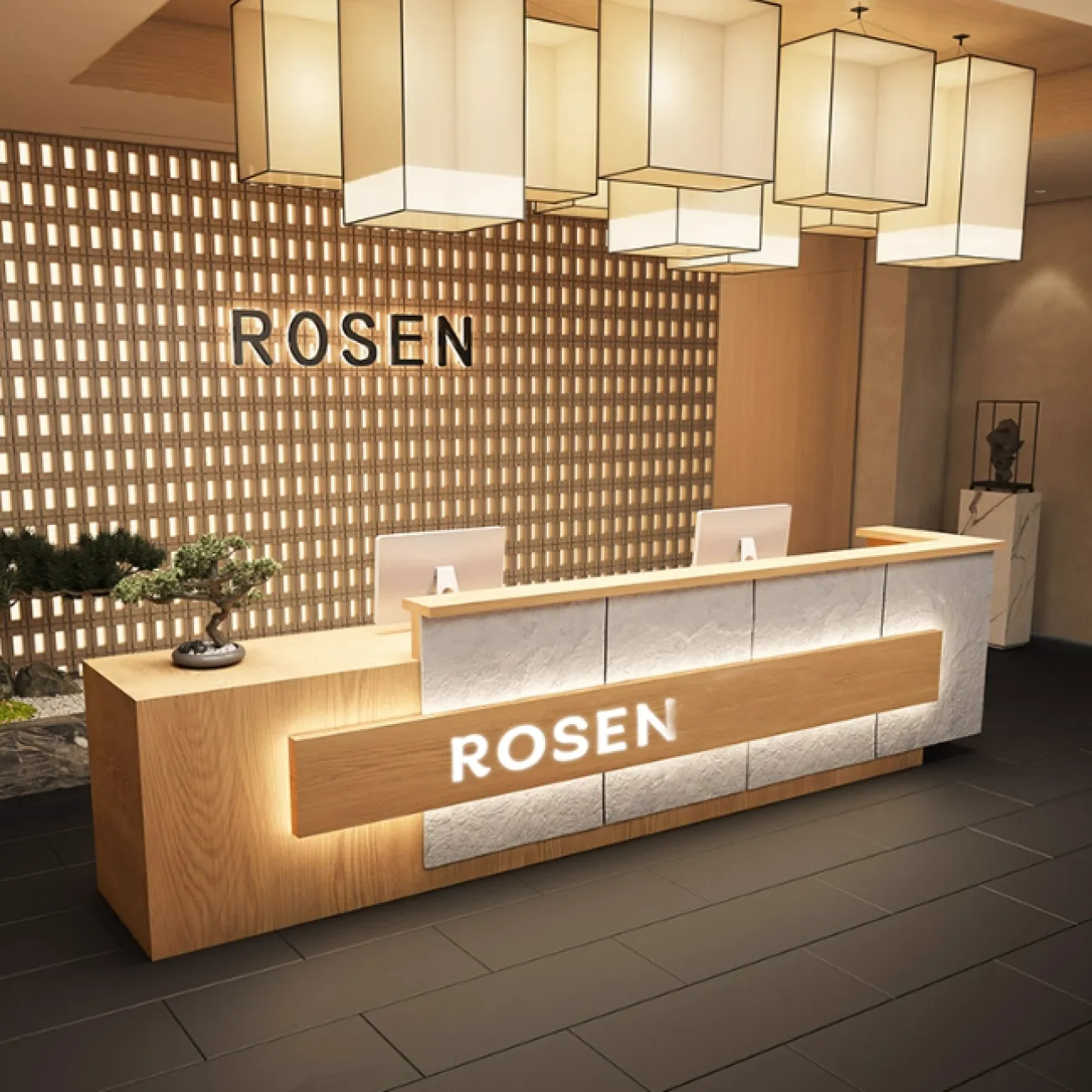 Роскошная стойка ресепшен от LaLume с подсветкой RS40234-32