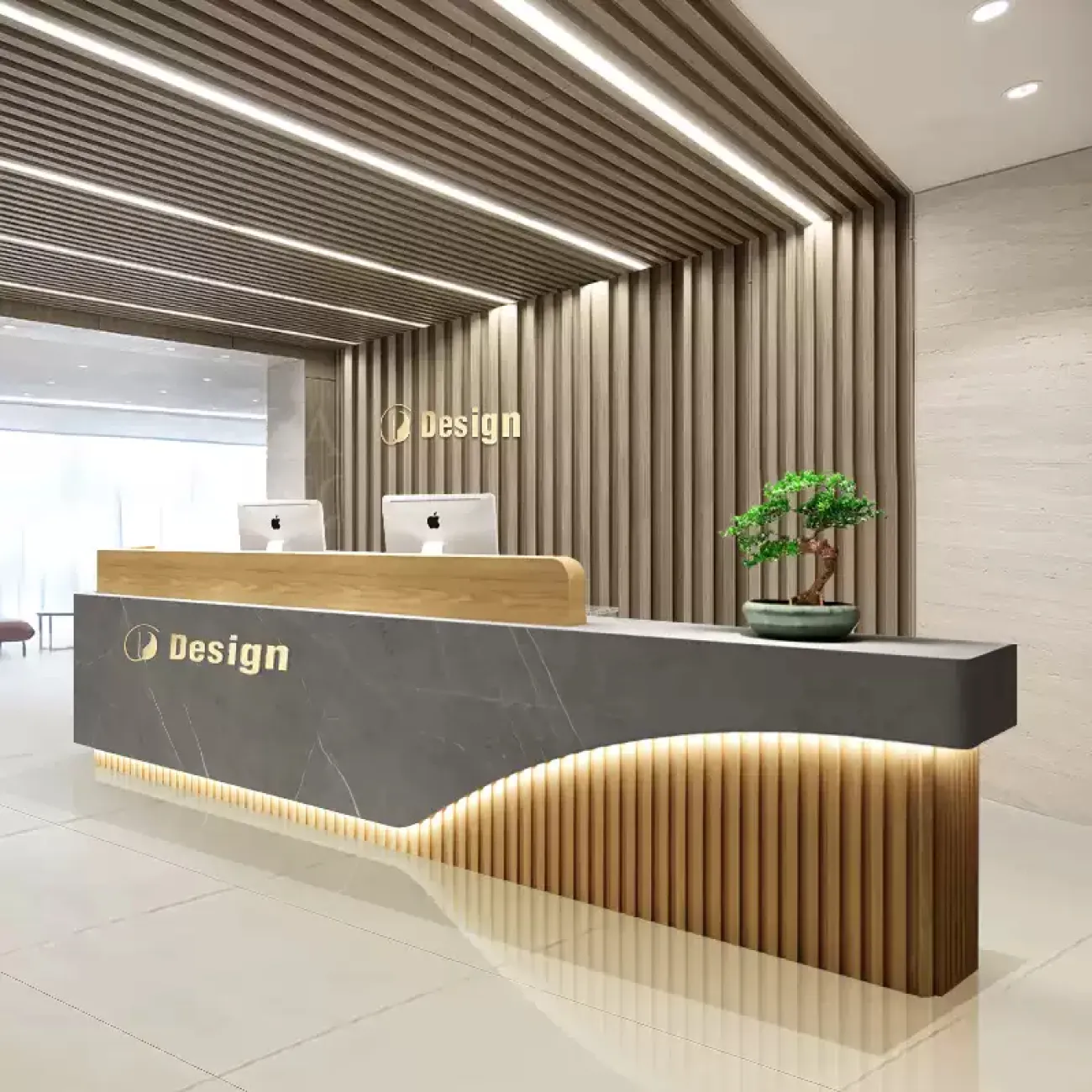 Роскошная стойка ресепшен от LaLume с подсветкой RS40235-32