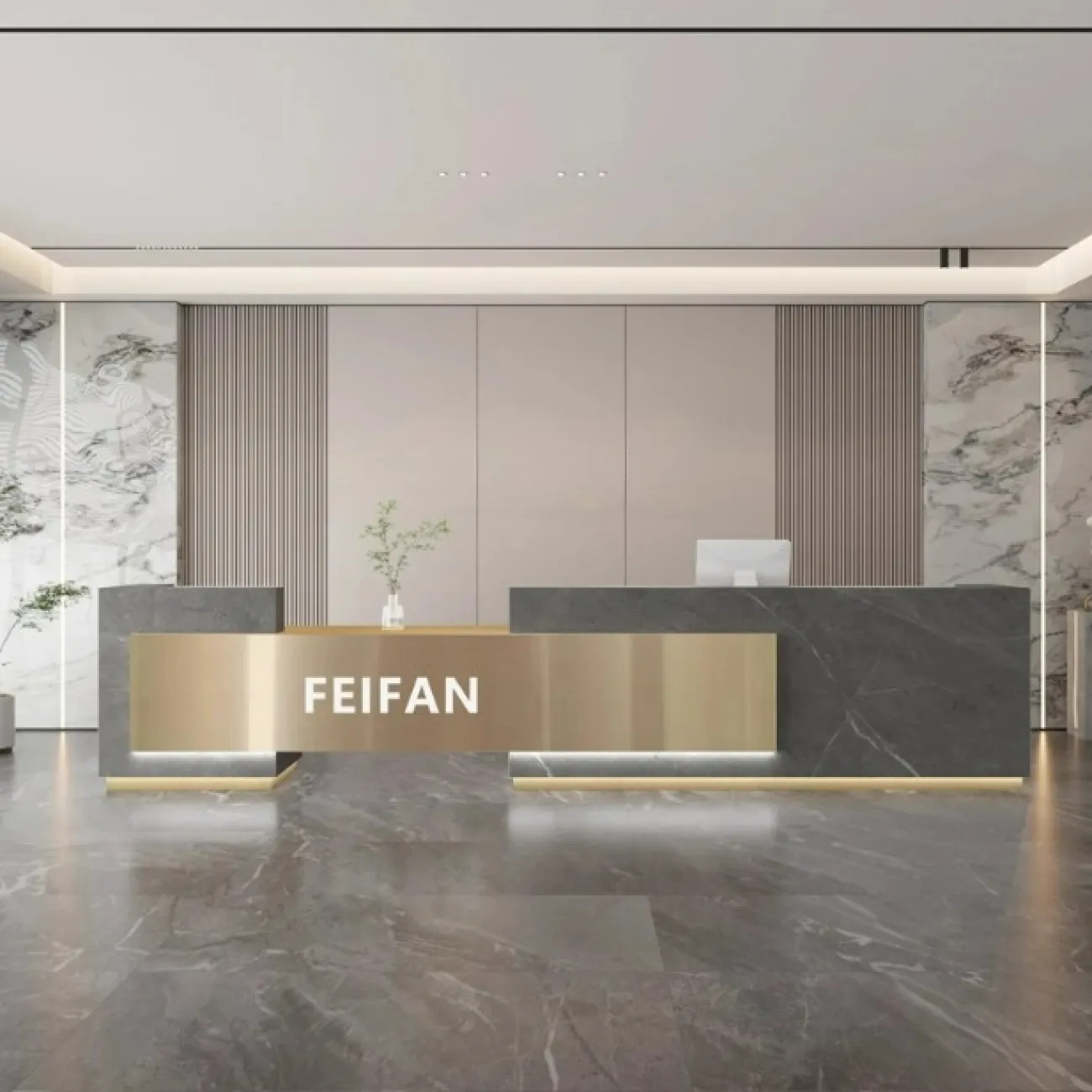 Роскошная стойка ресепшен Xu от LaLume с подсветкой RS40236-32